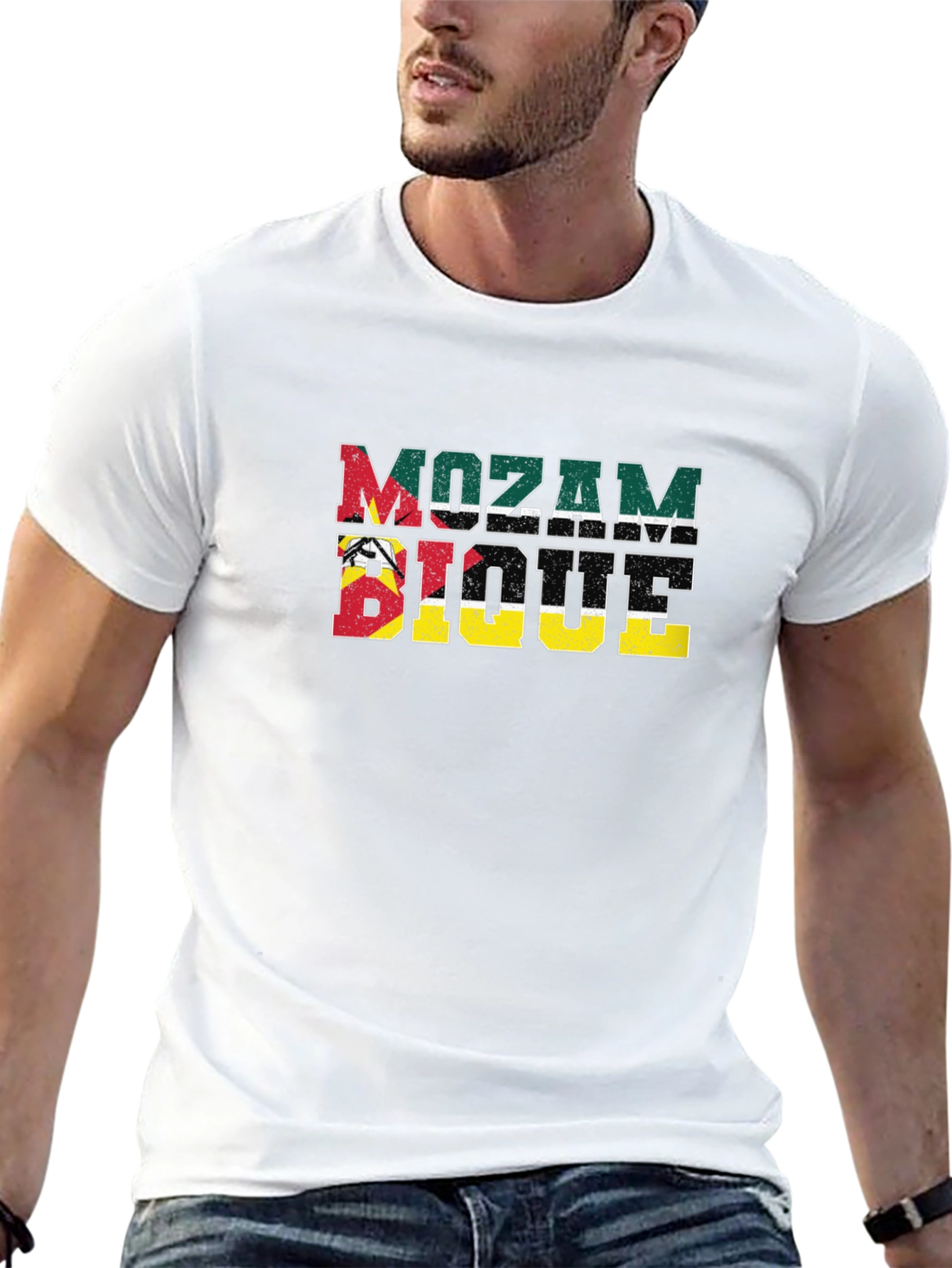 Mozambique Flag T-Shirt Distressed Design