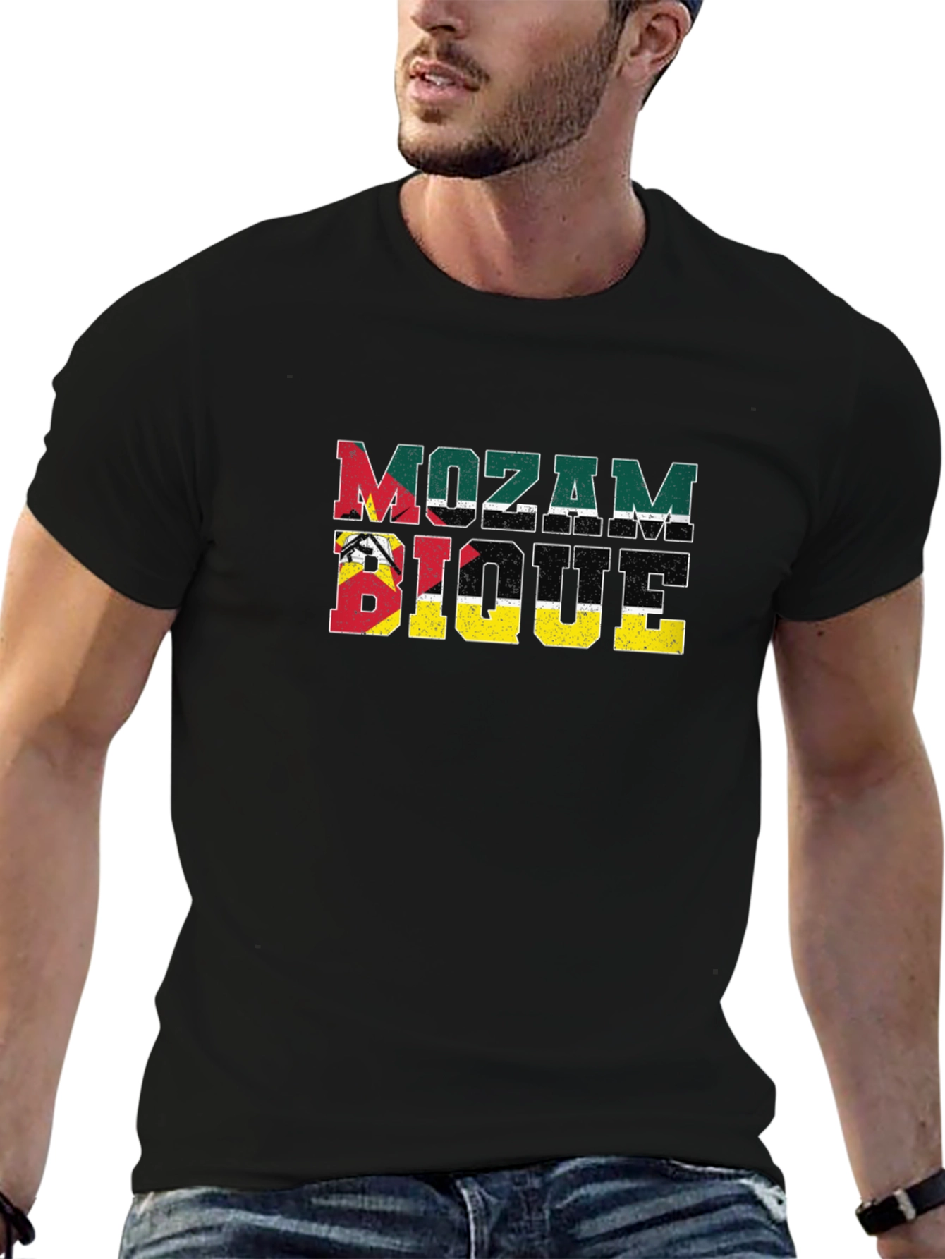 Mozambique Flag T-Shirt Distressed Design