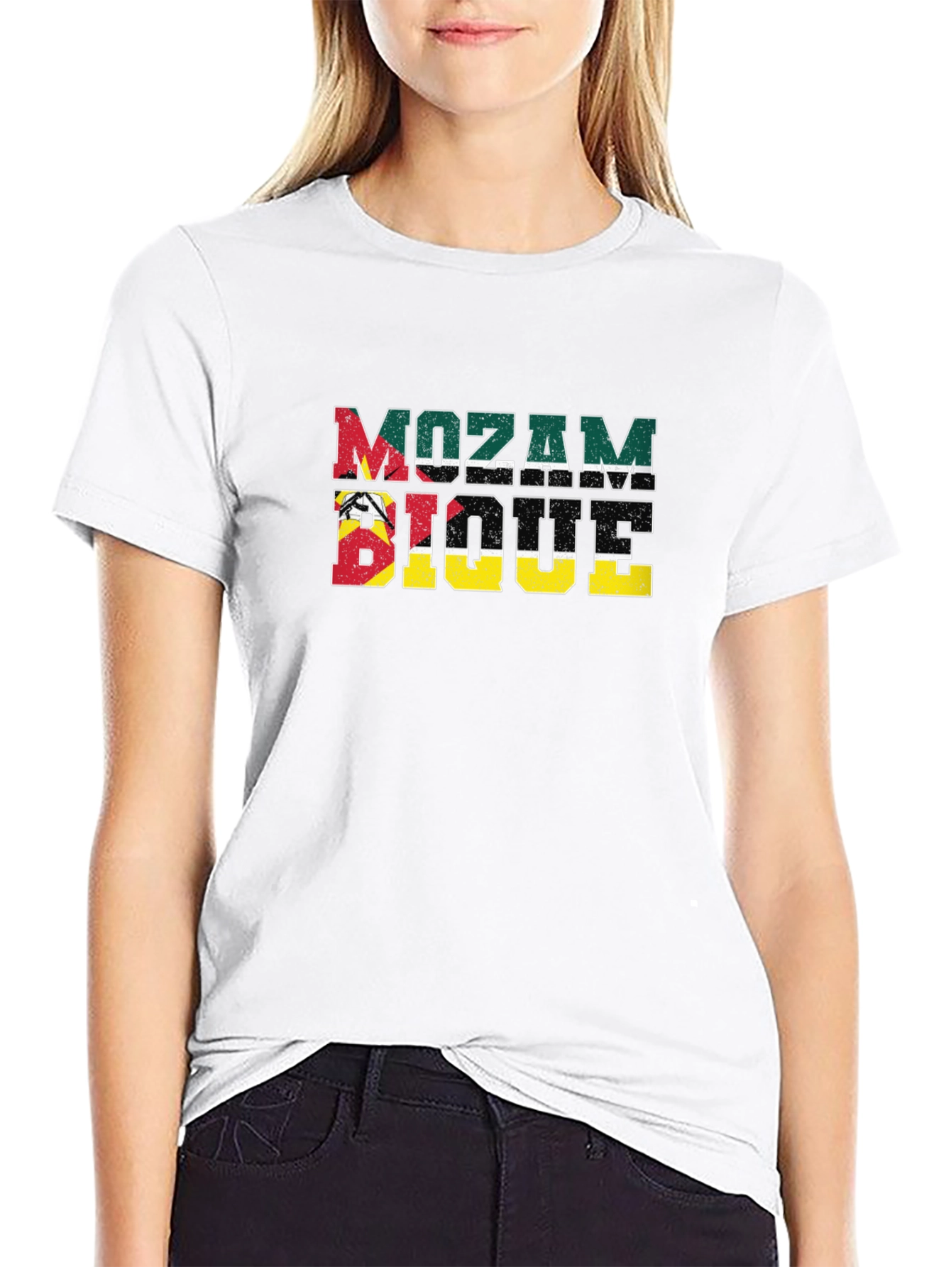 Mozambique Flag T-Shirt Distressed Design