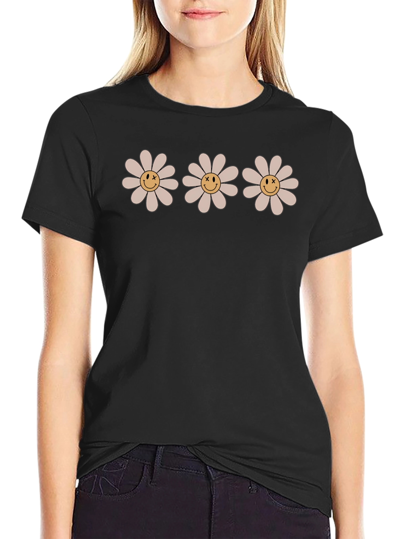 Daisy Smile Face T-Shirt - Retro Style