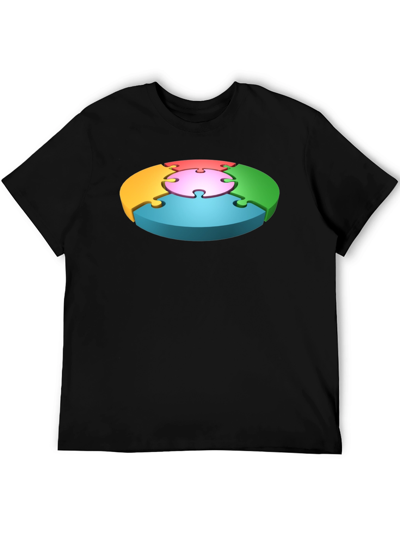 Puzzle Piece Graphic Black T-Shirt