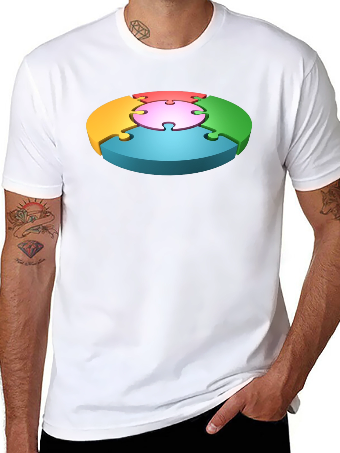 Puzzle Piece Graphic Black T-Shirt