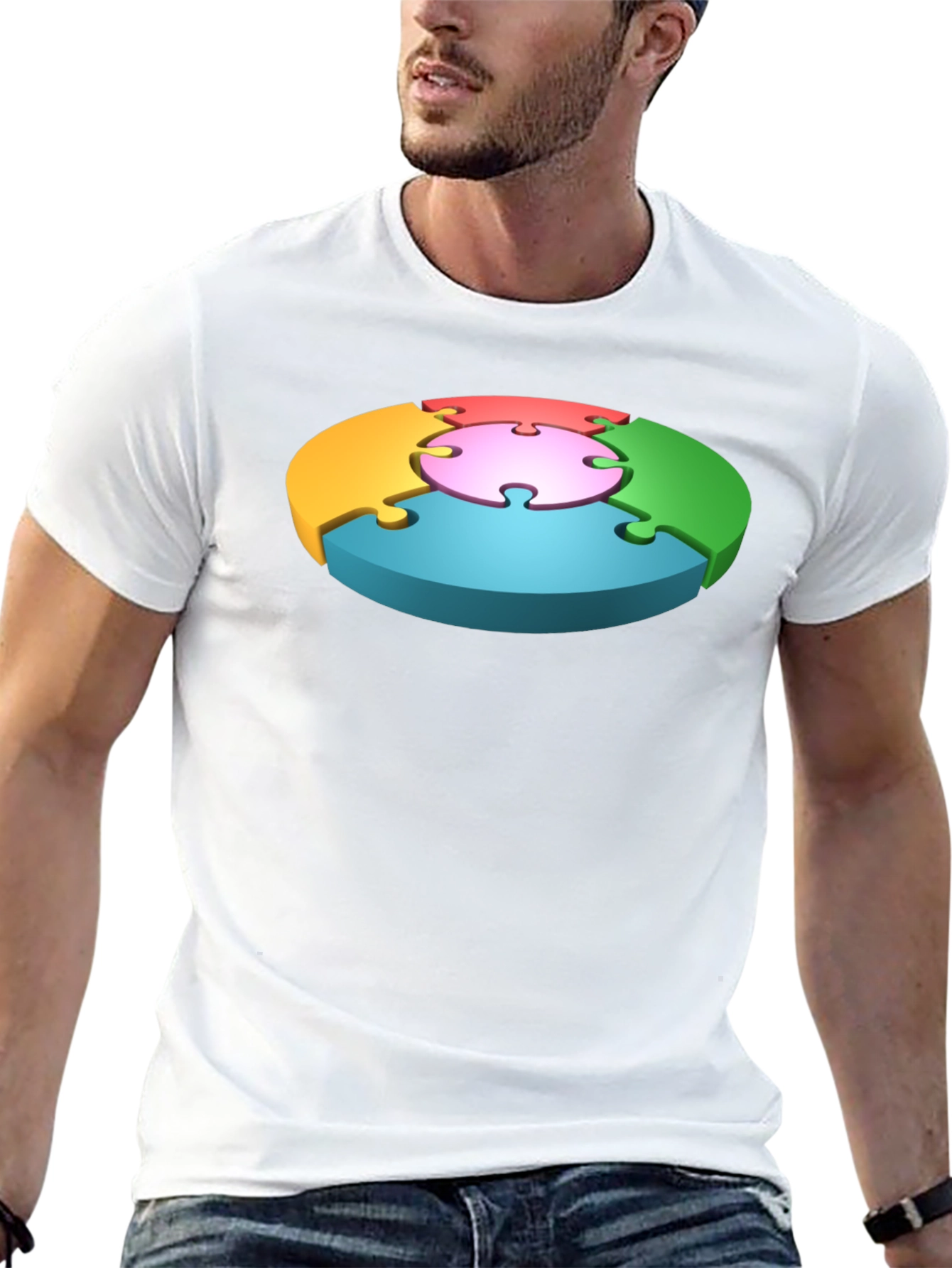 Puzzle Piece Graphic Black T-Shirt