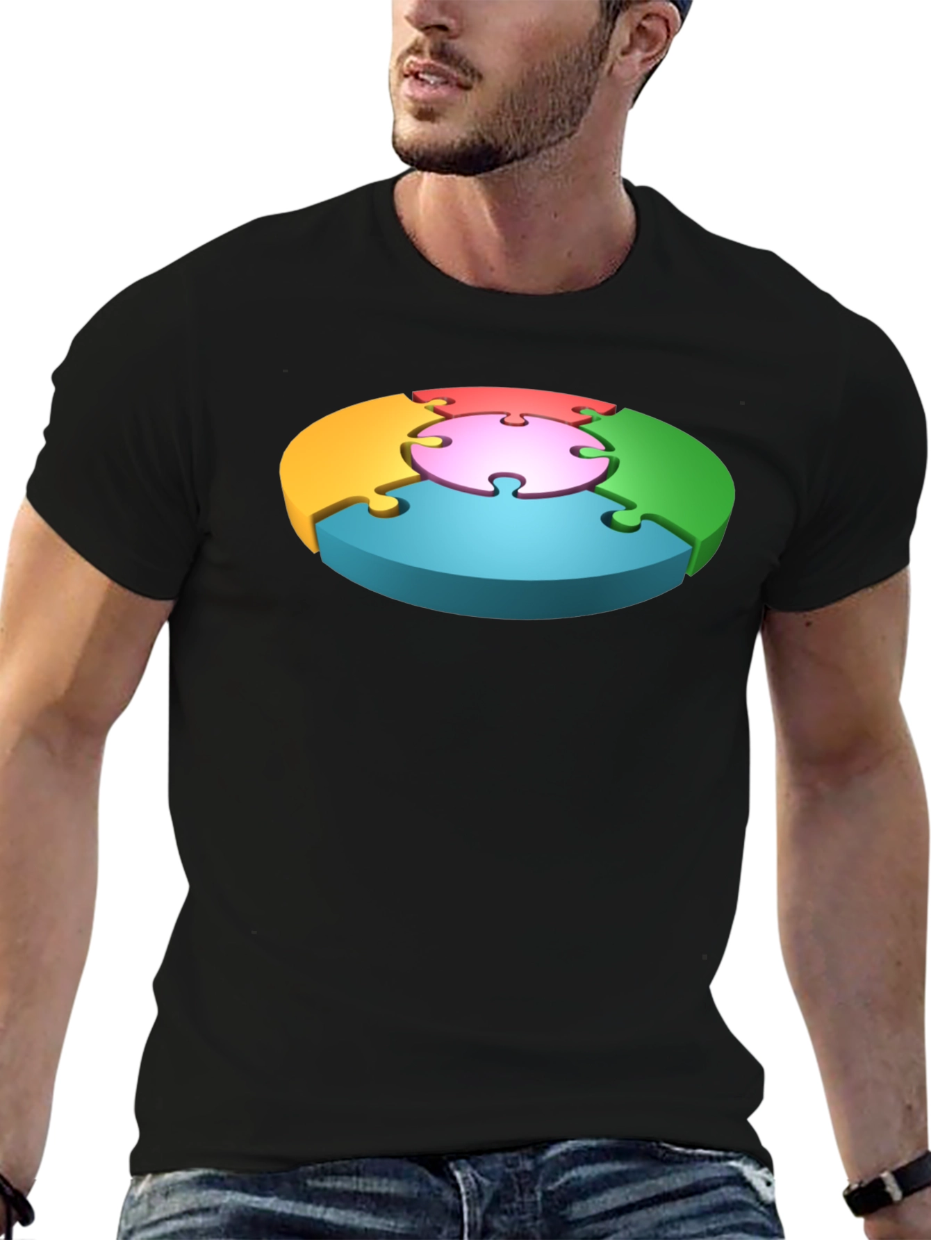 Puzzle Piece Graphic Black T-Shirt