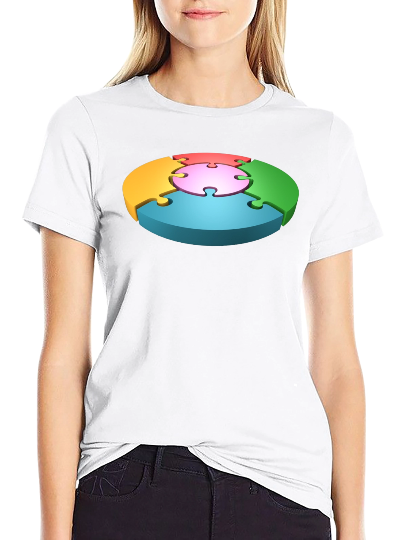 Puzzle Piece Graphic Black T-Shirt