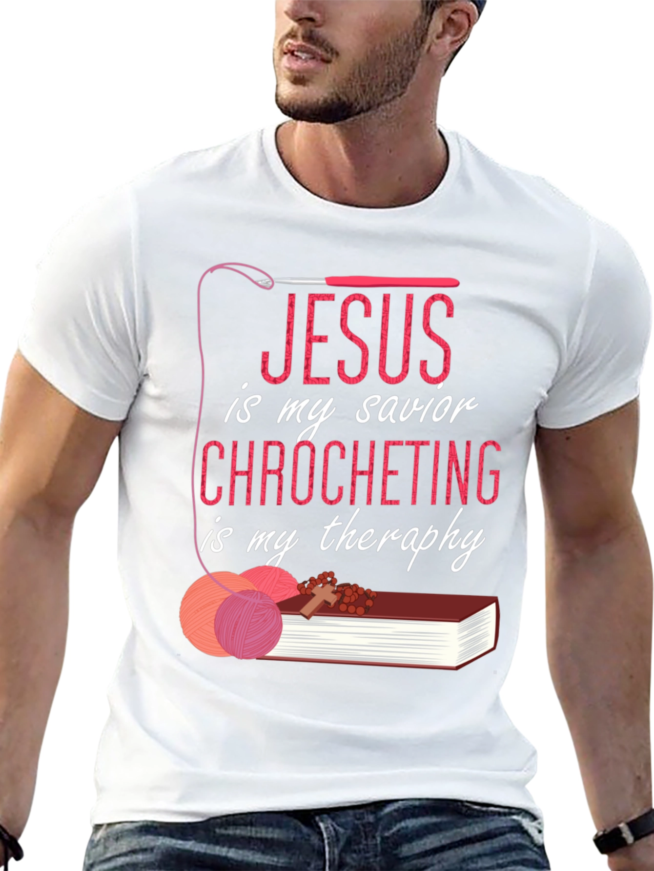 Jesus Crochet Therapy Graphic T-Shirt