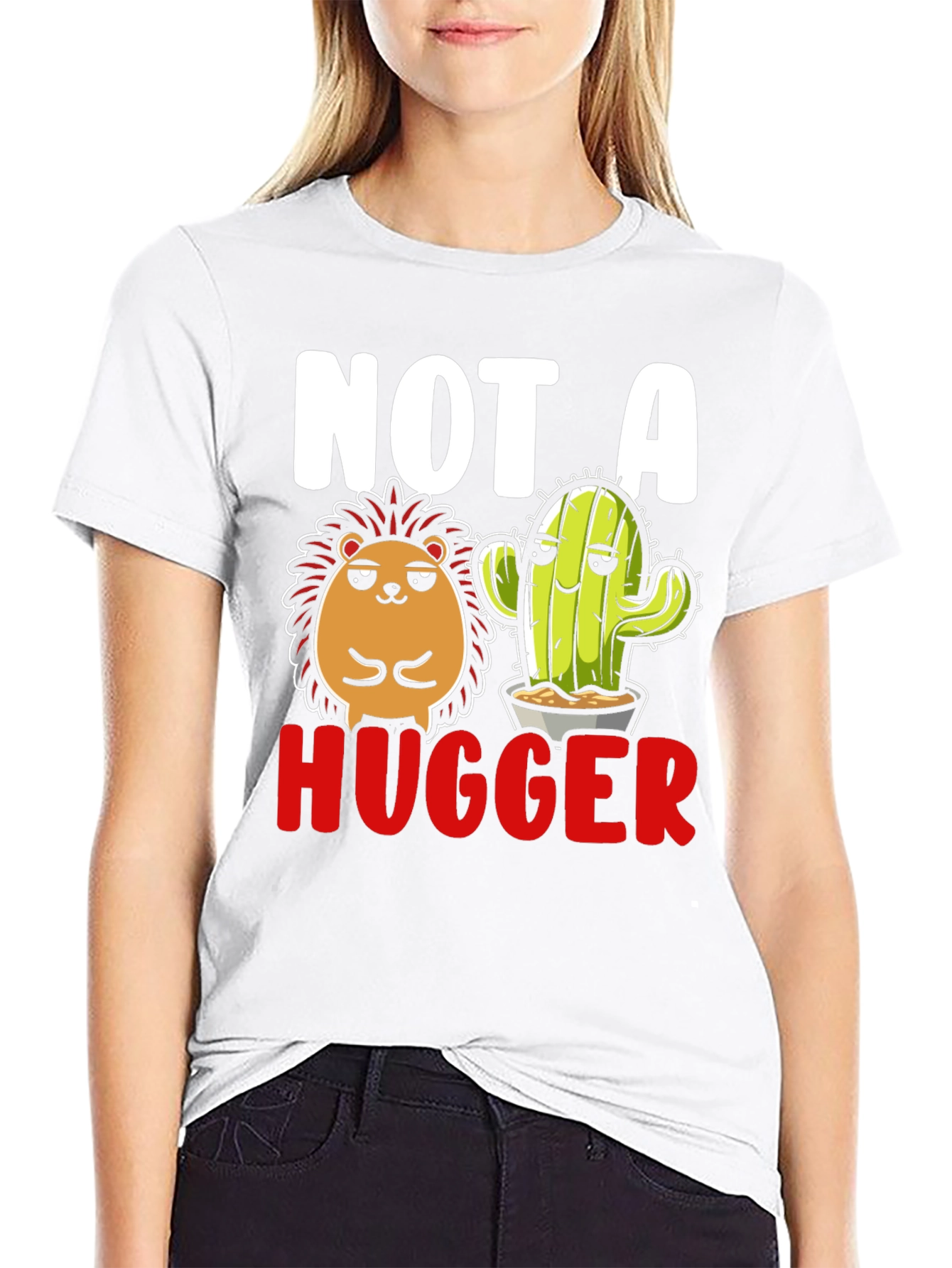 Not A Hugger T-Shirt - Hedgehog & Cactus