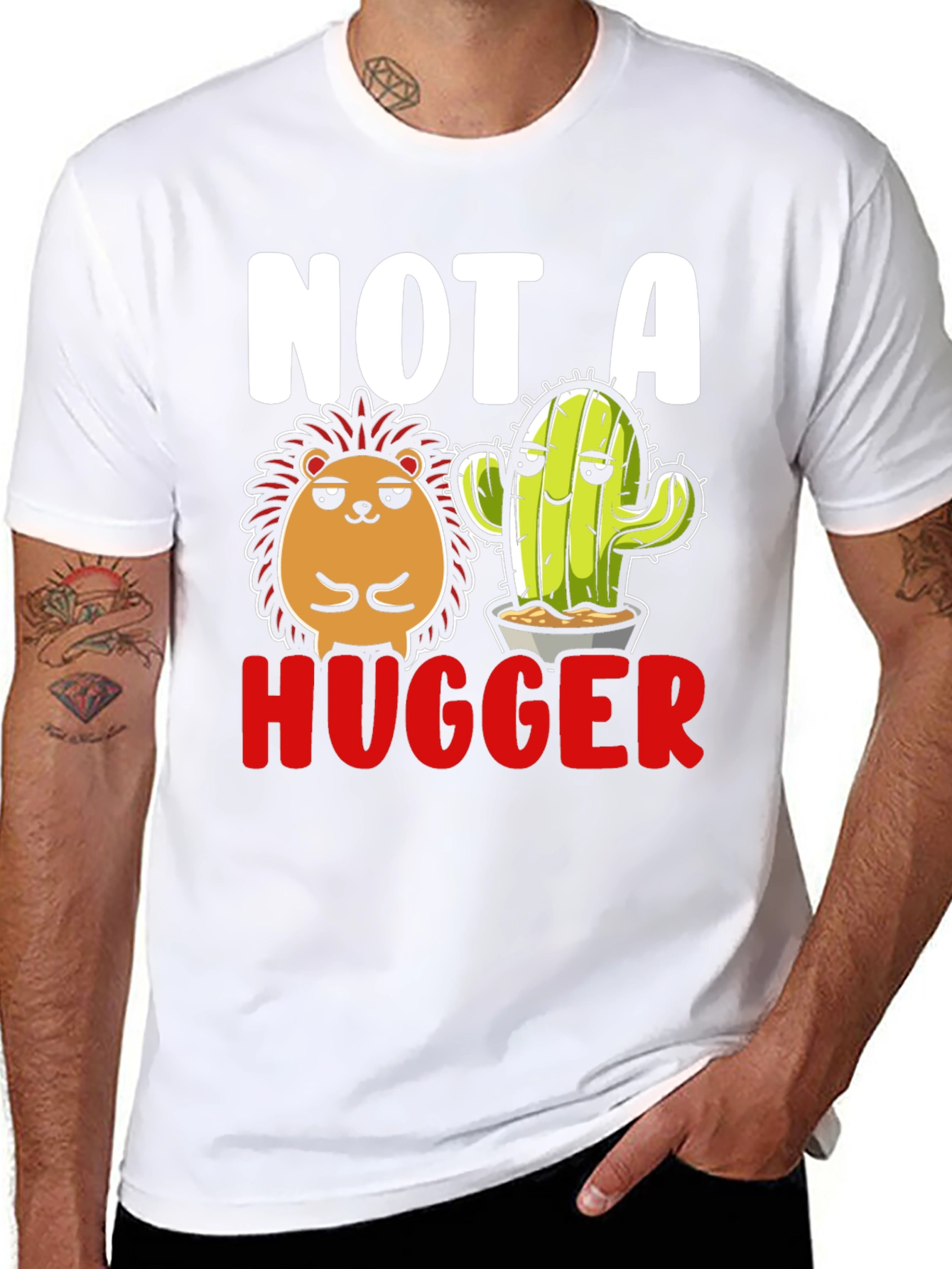 Not A Hugger T-Shirt - Hedgehog & Cactus