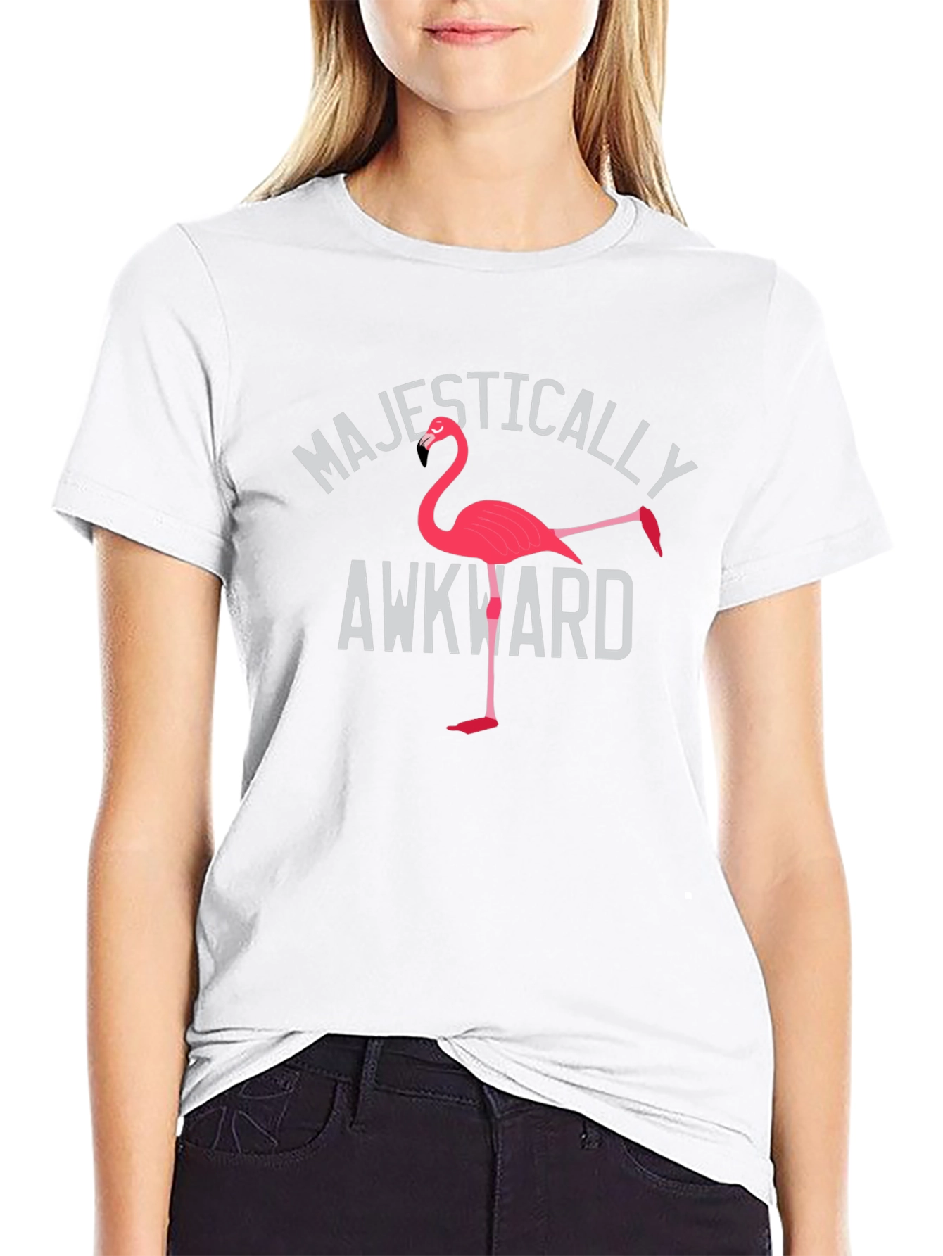 Majestically Awkward Flamingo Graphic T-Shirt