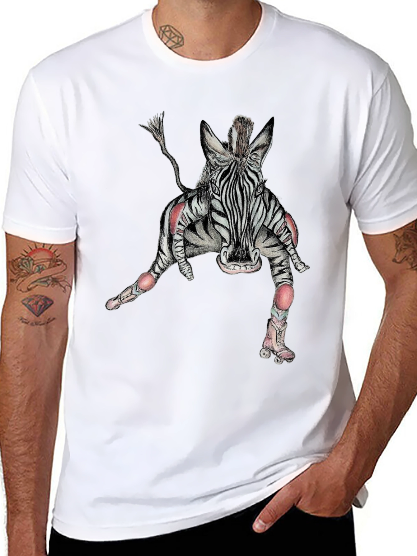 Zebra Roller Skate Graphic Tee