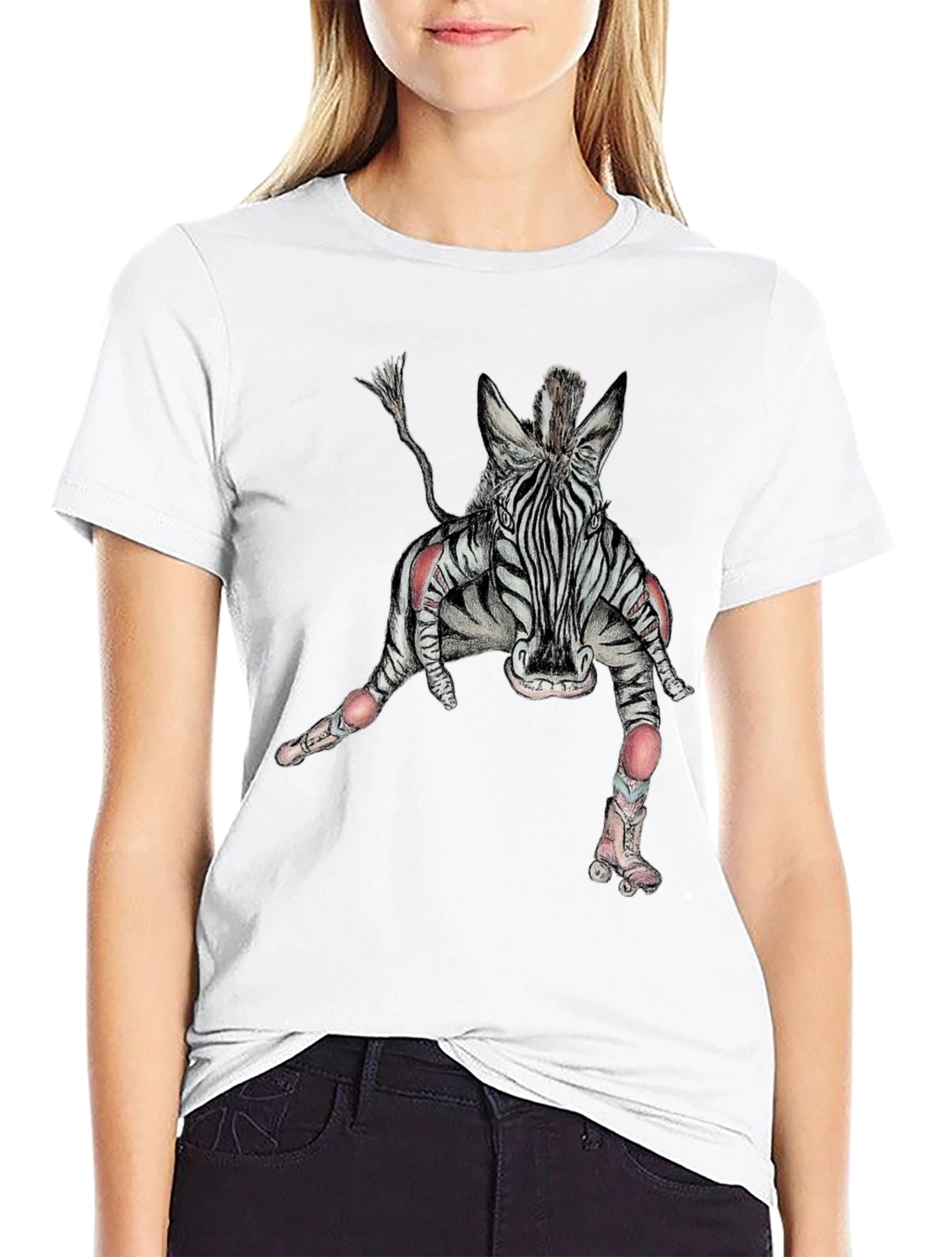 Zebra Roller Skate Graphic Tee