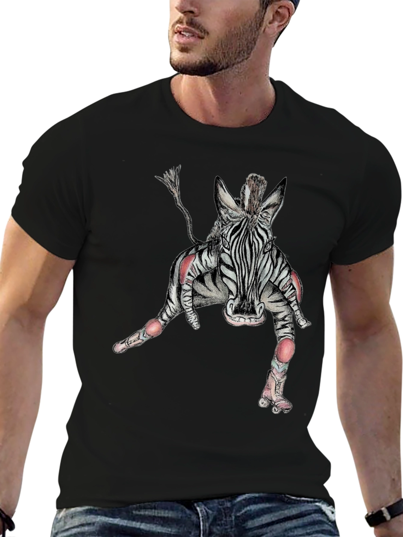 Zebra Roller Skate Graphic Tee