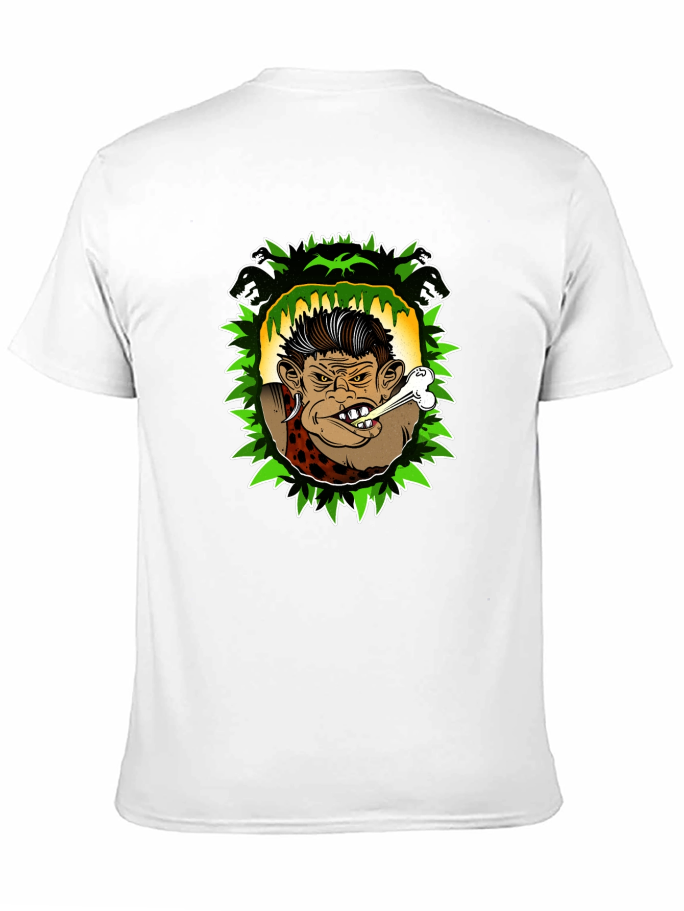 Caveman Cartoon Graphic Black T-Shirt
