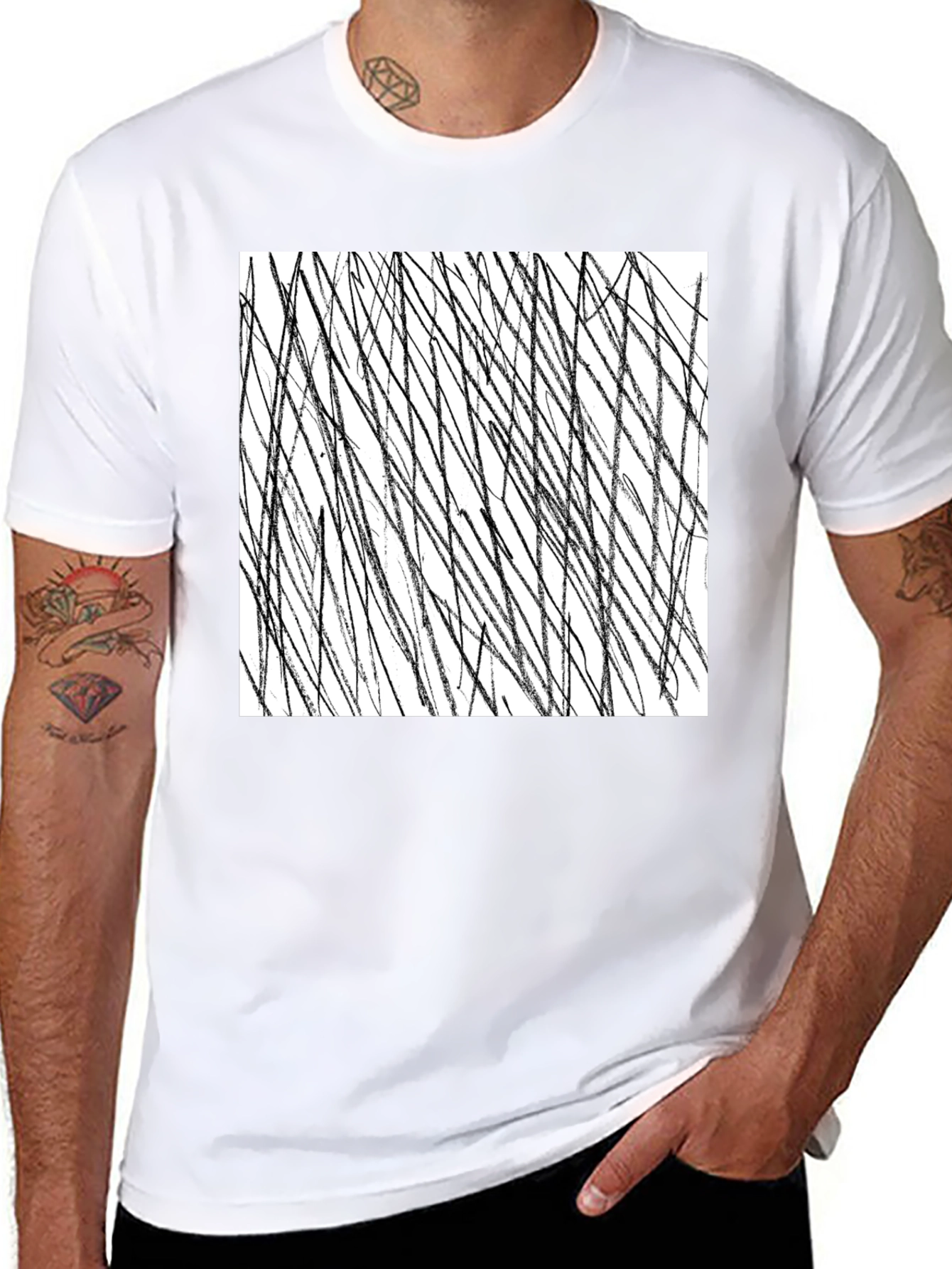 Abstract Black Line Art Graphic Tee