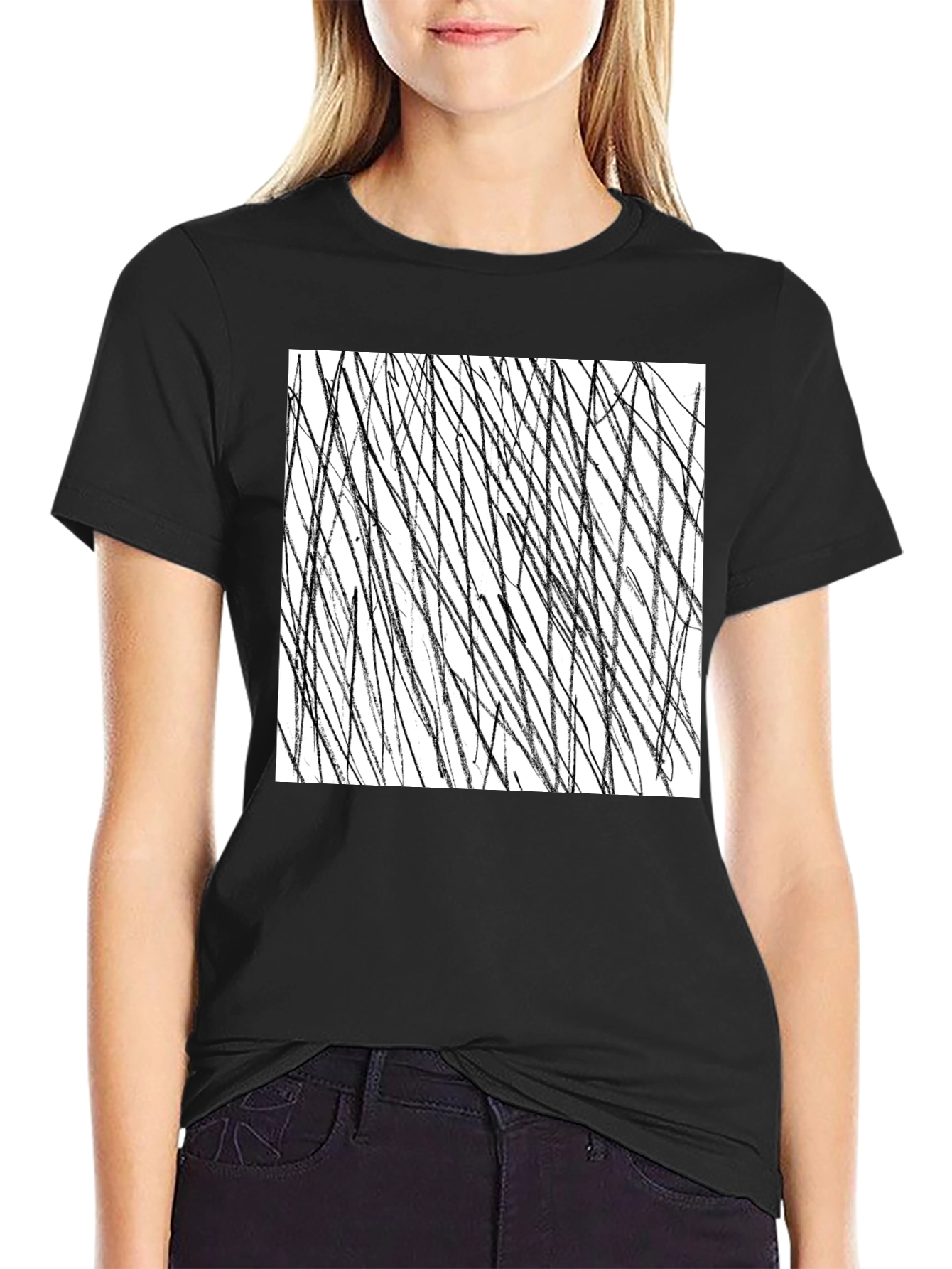 Abstract Black Line Art Graphic Tee