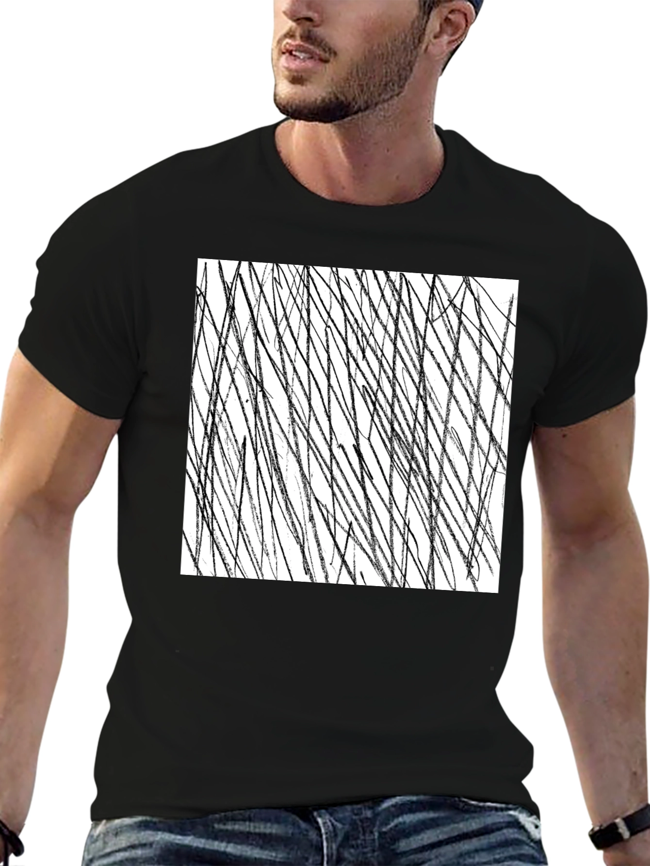 Abstract Black Line Art Graphic Tee
