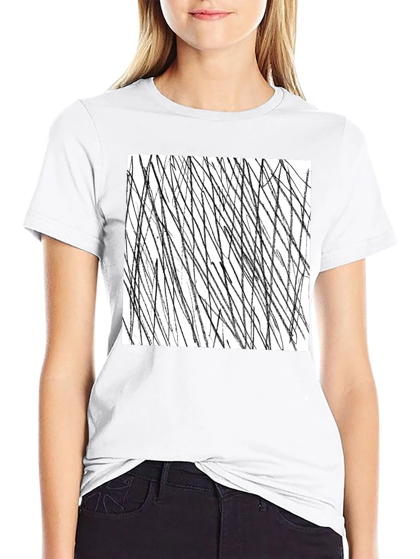 Abstract Black Line Art Graphic Tee