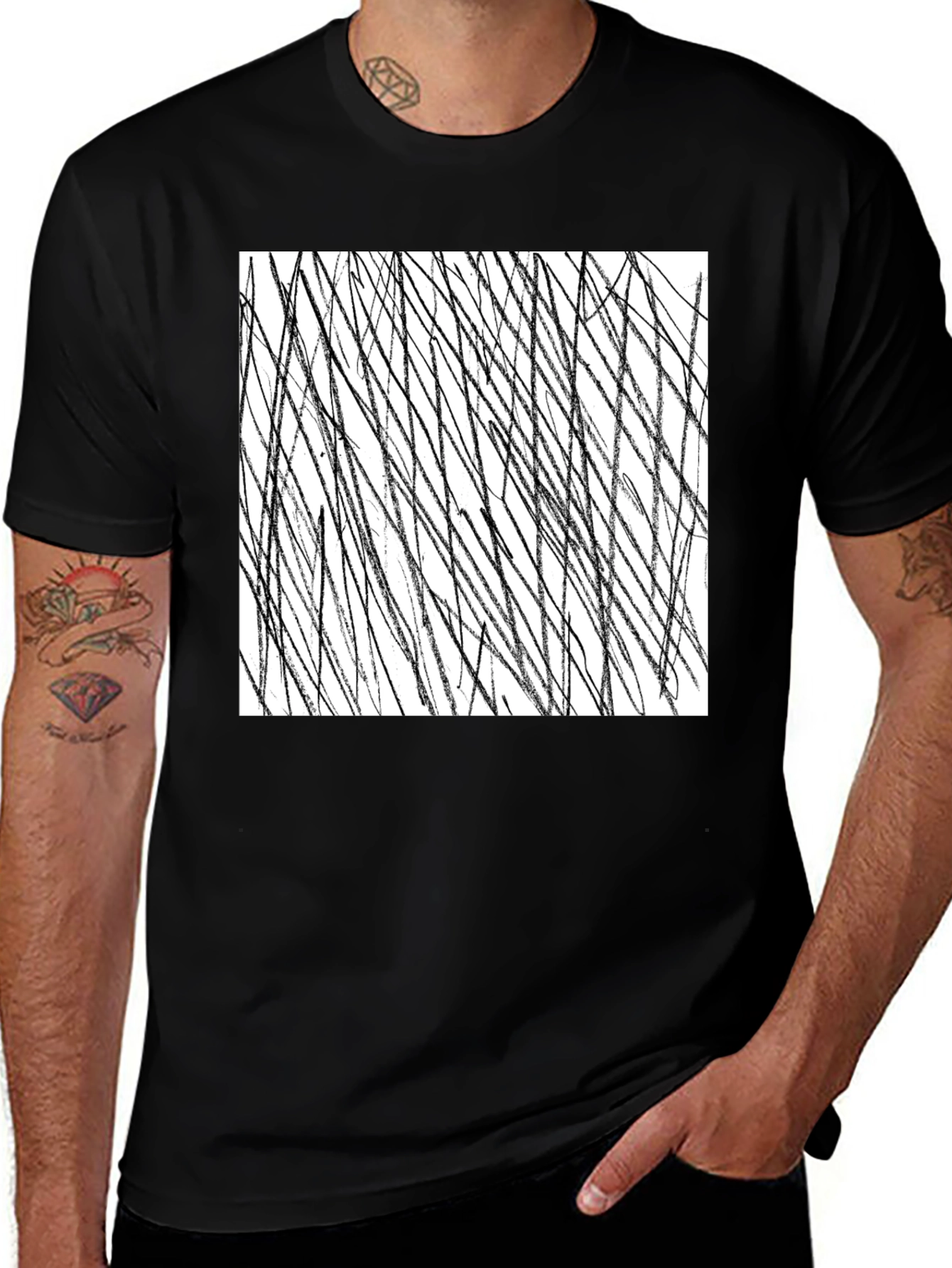 Abstract Black Line Art Graphic Tee