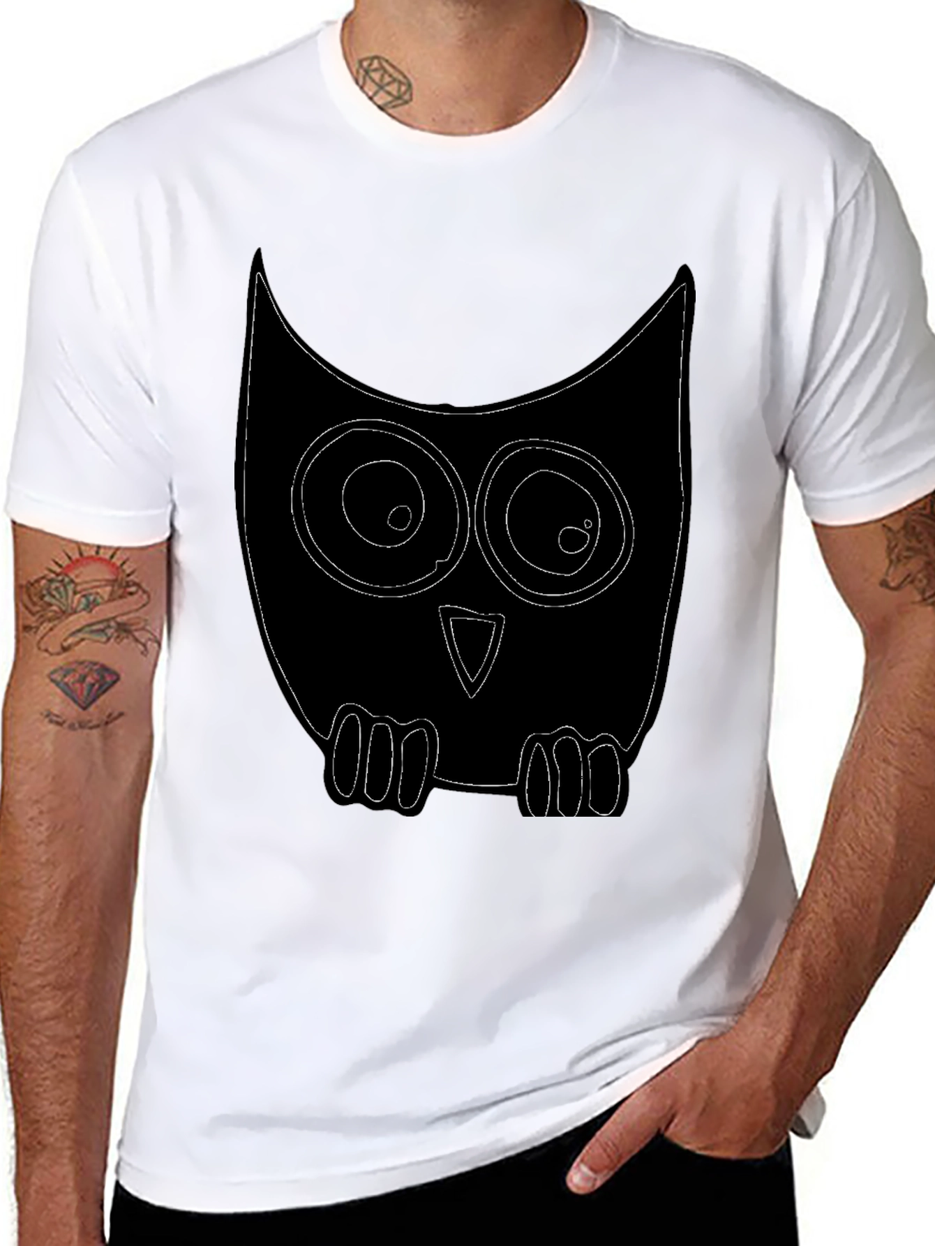 Owl Graphic Print Crew Neck T-Shirt