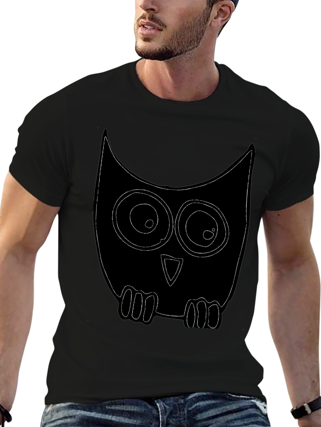 Owl Graphic Print Crew Neck T-Shirt
