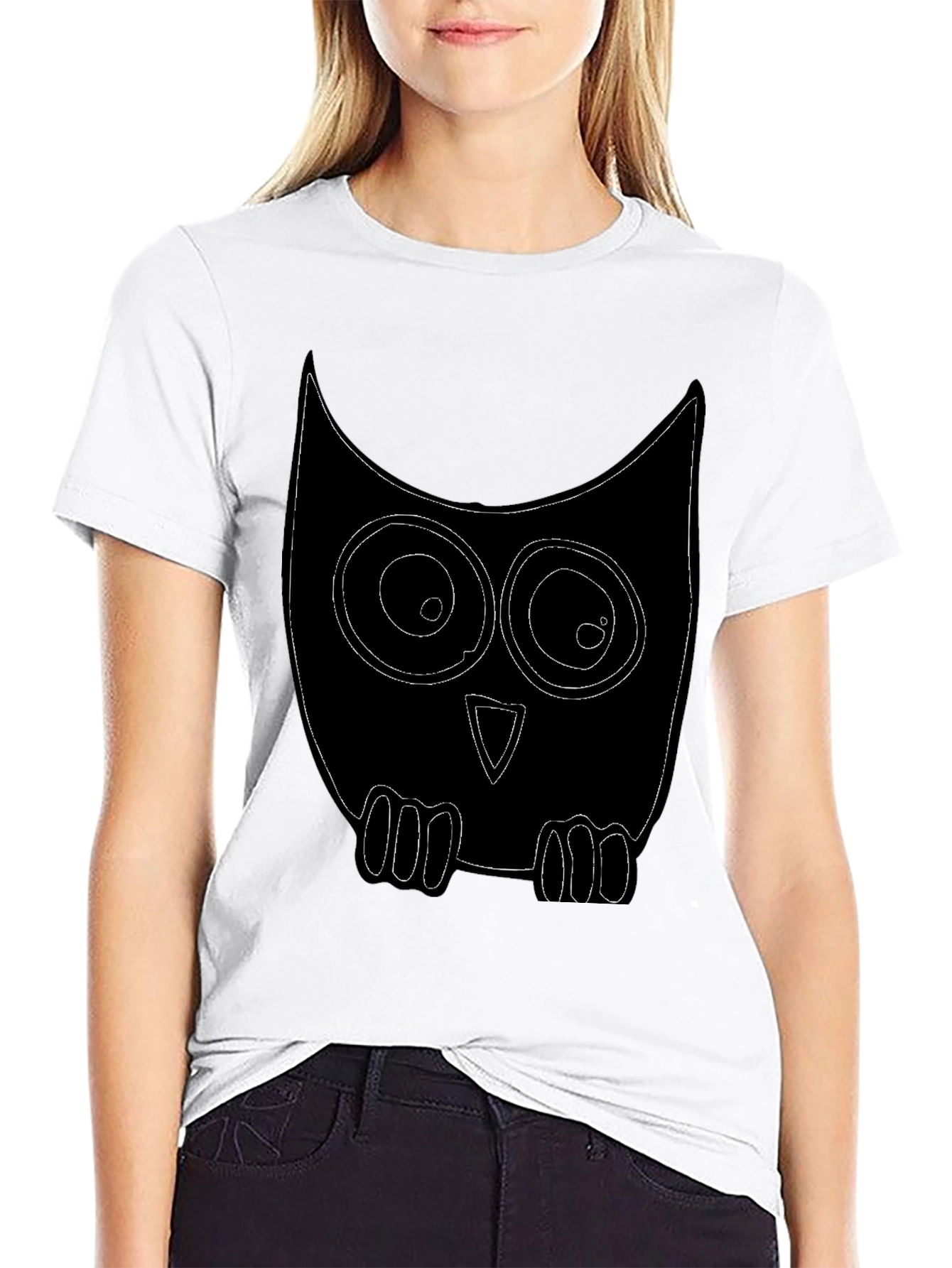 Owl Graphic Print Crew Neck T-Shirt