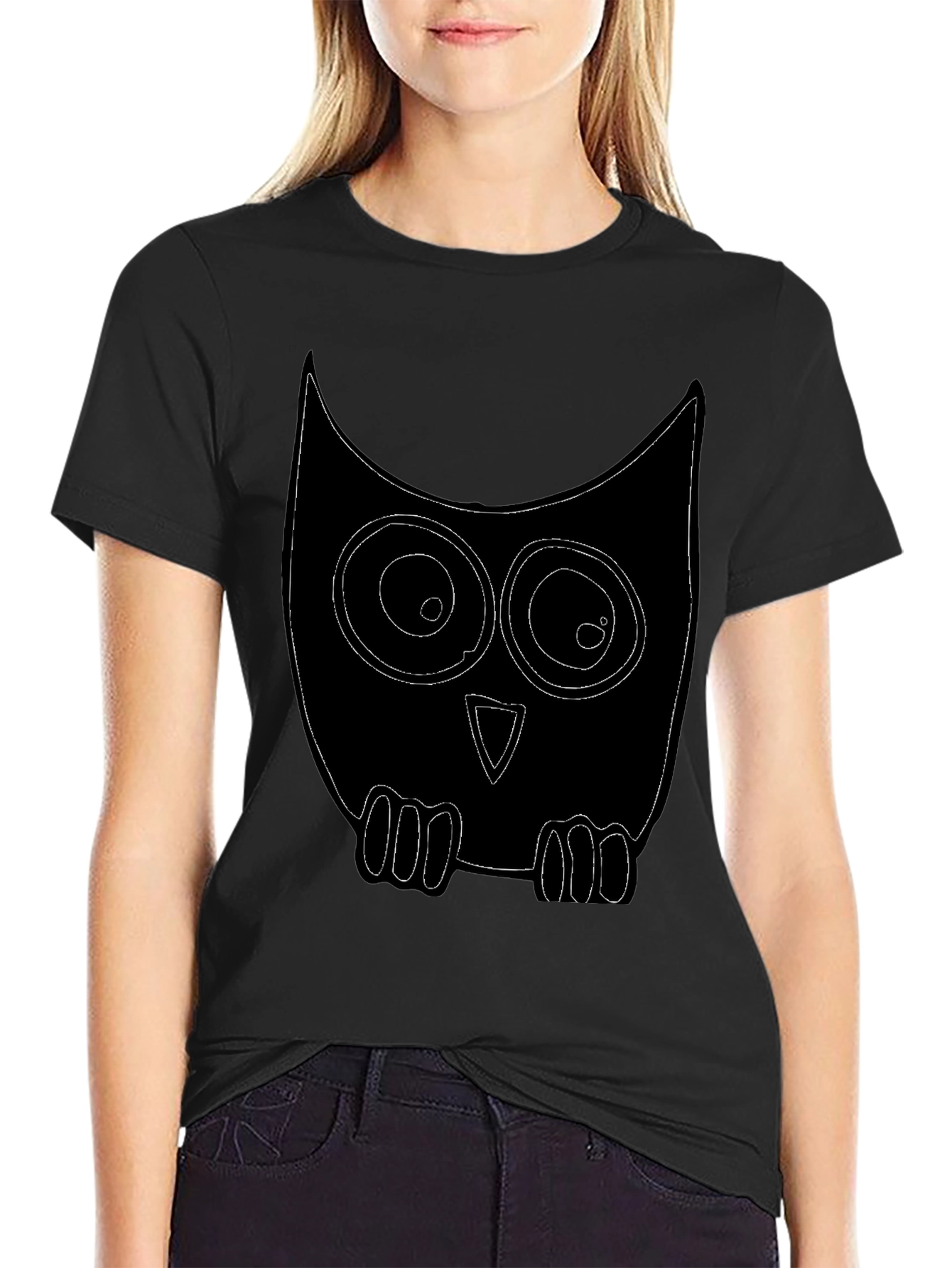 Owl Graphic Print Crew Neck T-Shirt