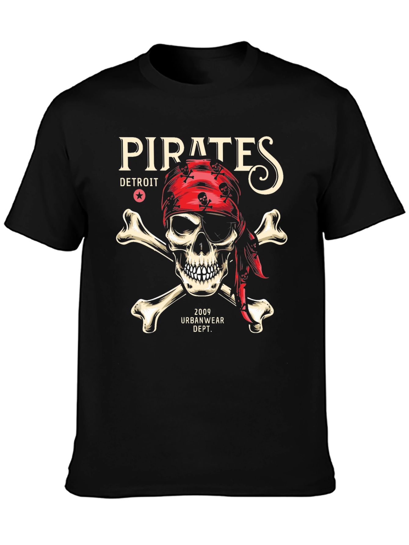Pirates Detroit Skull & Crossbones Graphic T-Shirt