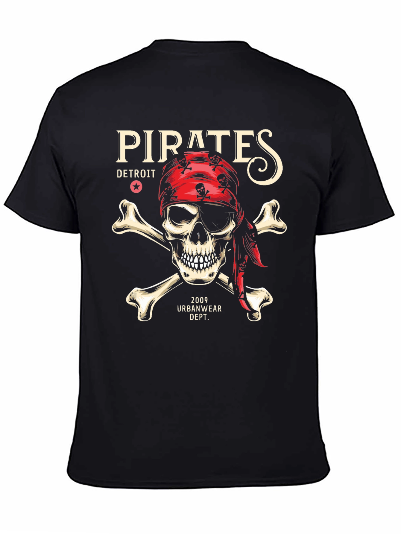 Pirates Detroit Skull & Crossbones Graphic T-Shirt