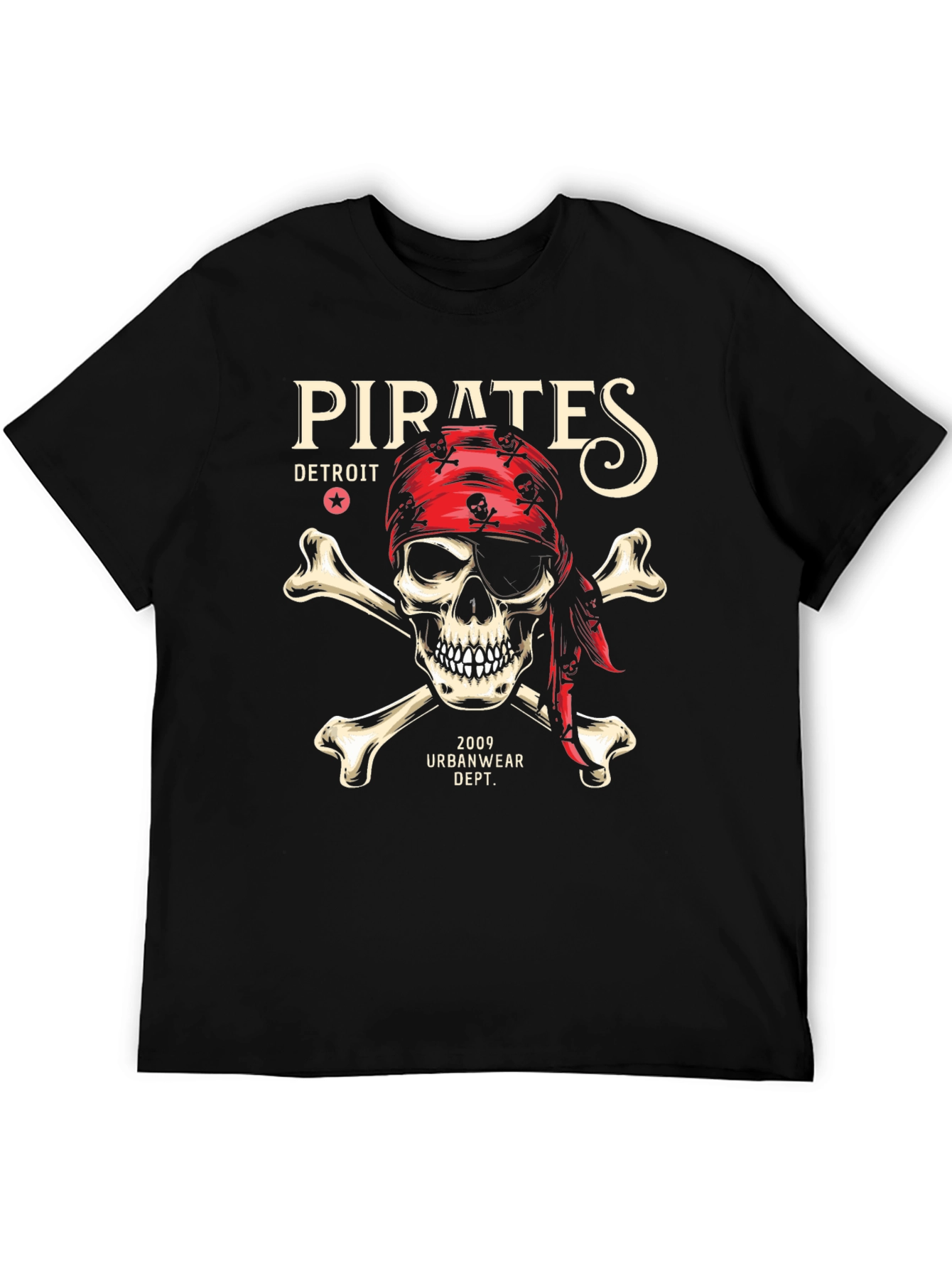 Pirates Detroit Skull & Crossbones Graphic T-Shirt