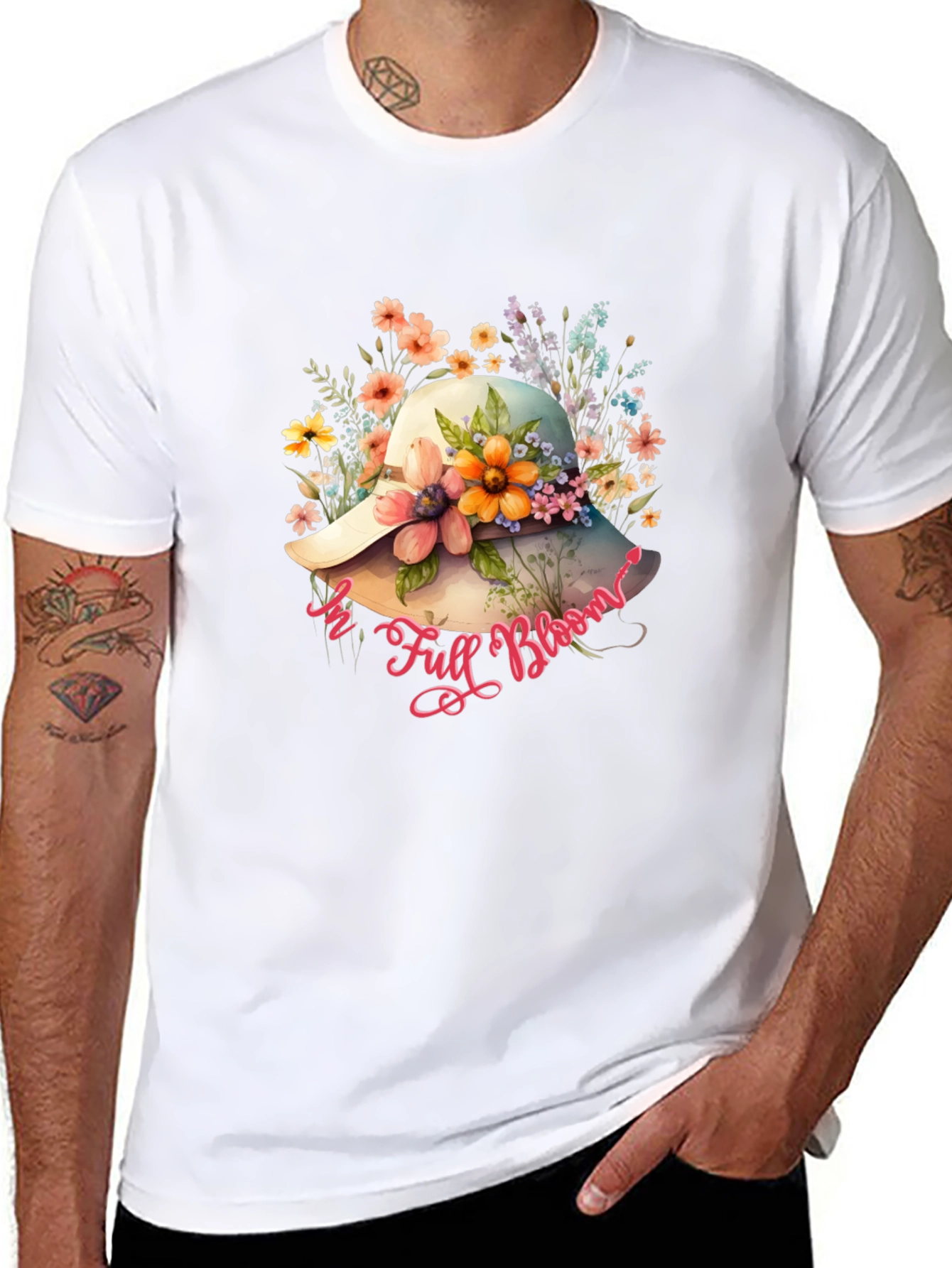 Floral Hat T-Shirt - In Full Bloom Design