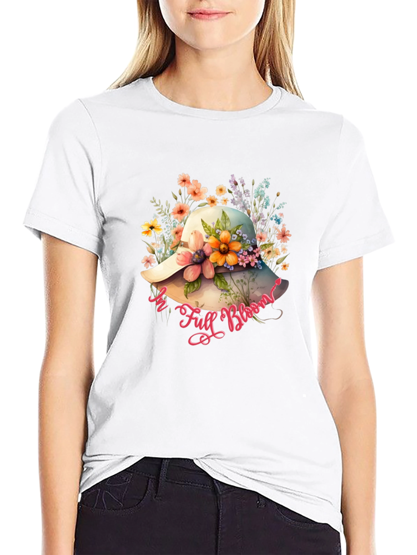 Floral Hat T-Shirt - In Full Bloom Design