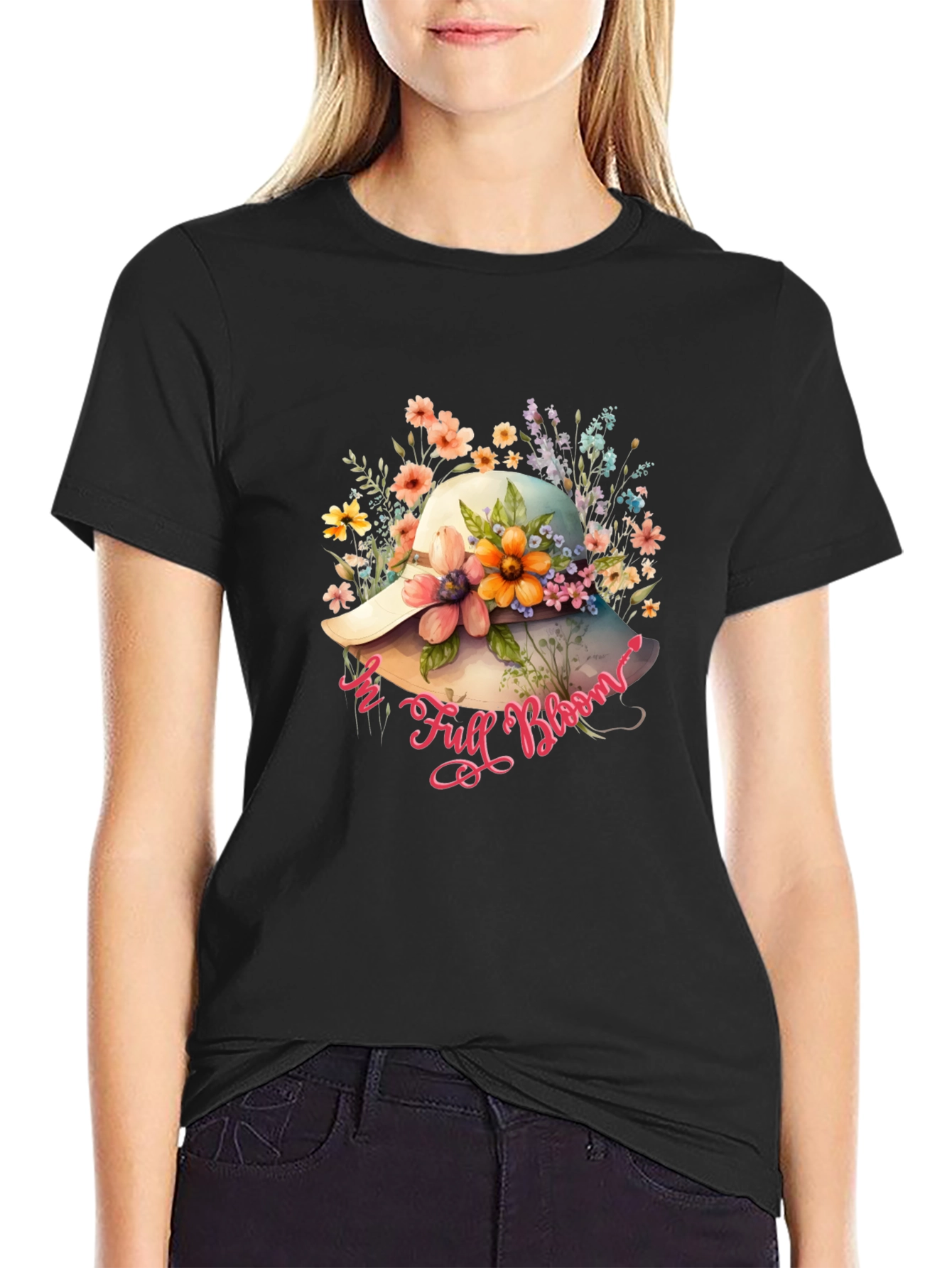 Floral Hat T-Shirt - In Full Bloom Design