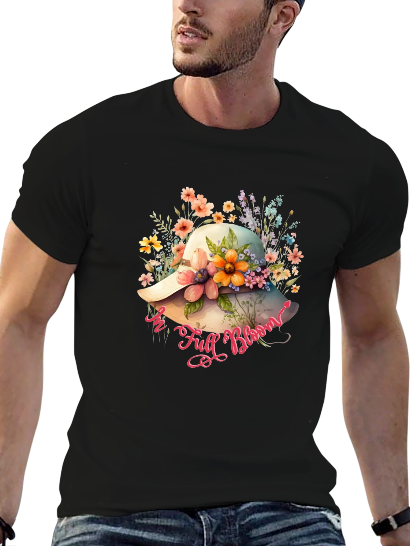 Floral Hat T-Shirt - In Full Bloom Design