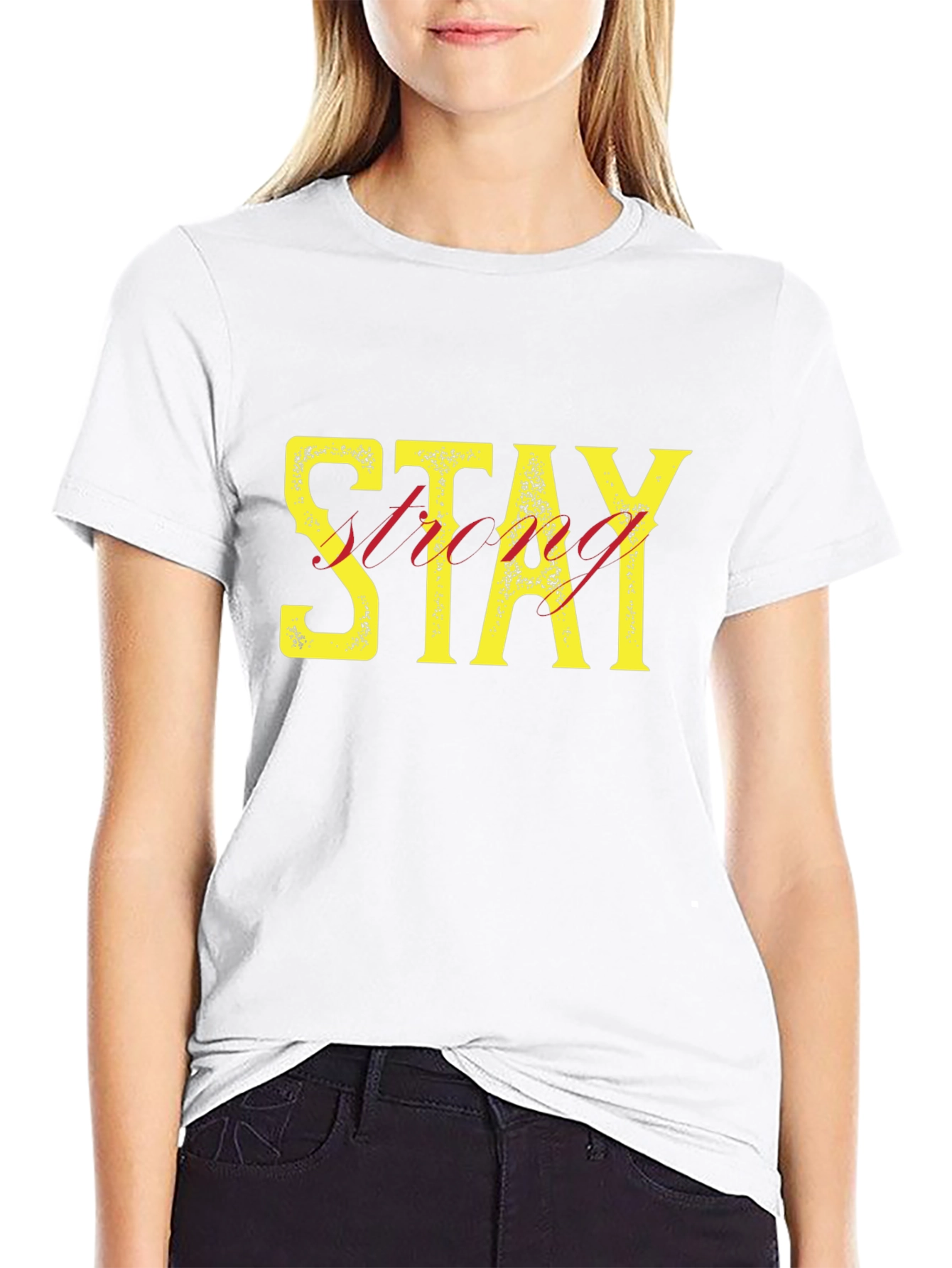 Stay Strong Graphic Print Mens Black T-Shirt