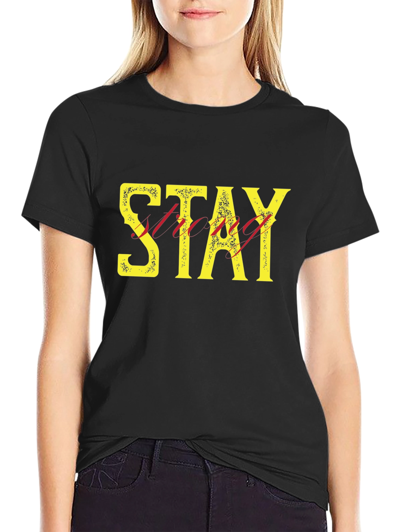 Stay Strong Graphic Print Mens Black T-Shirt