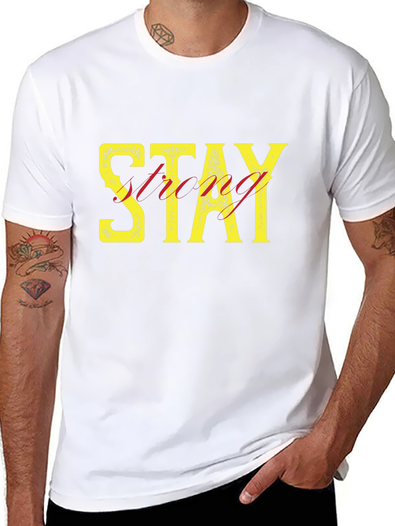 Stay Strong Graphic Print Mens Black T-Shirt
