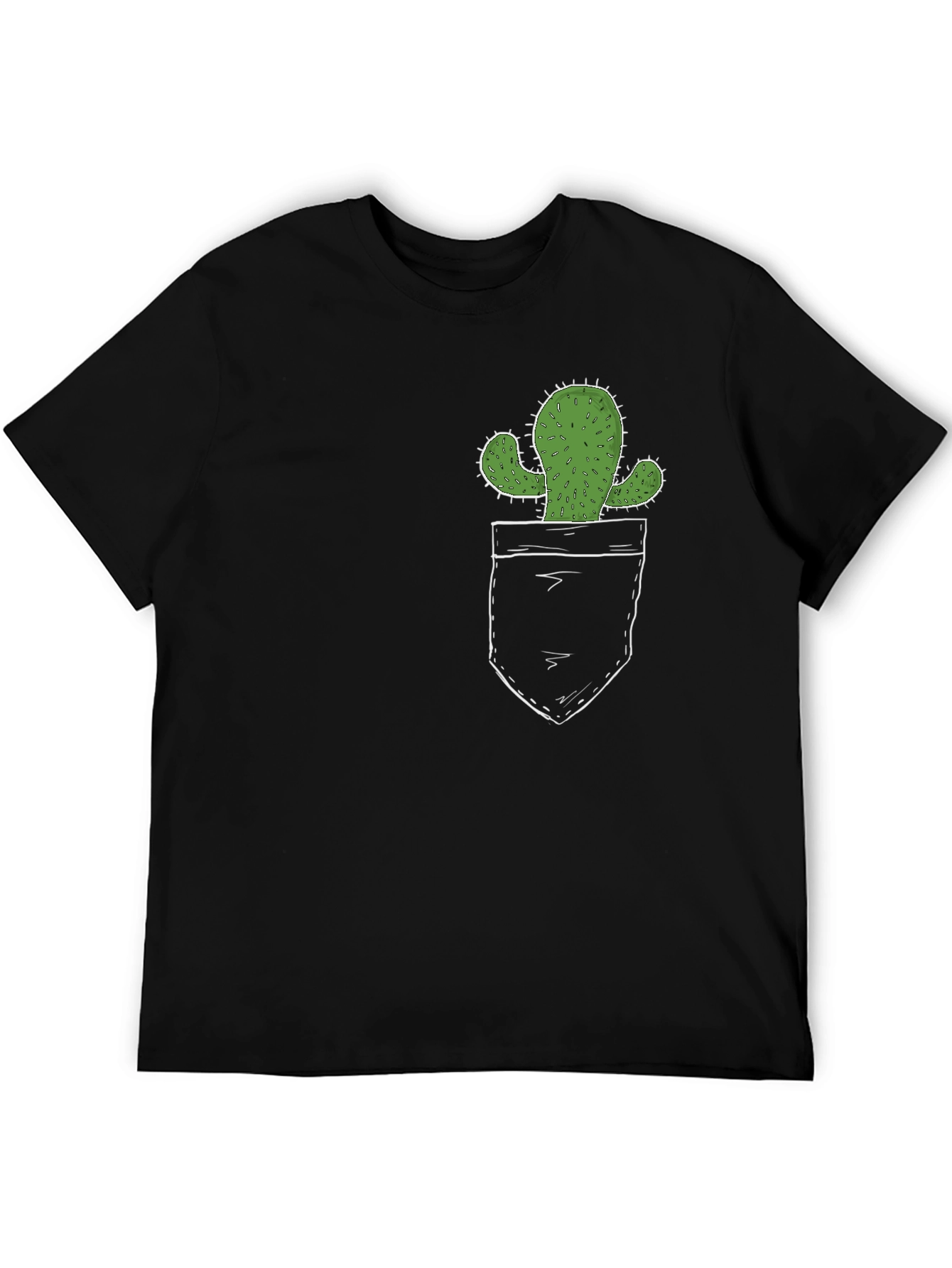 Cactus Pocket Print Black T-Shirt