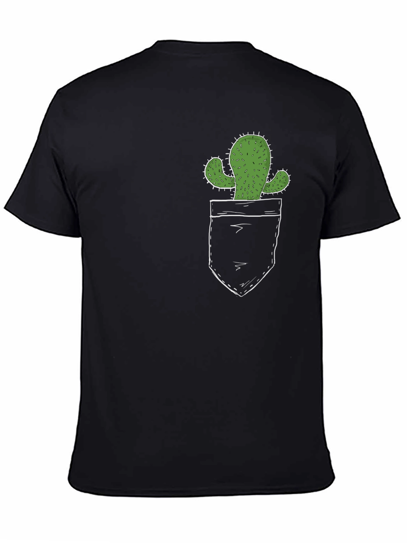 Cactus Pocket Print Black T-Shirt