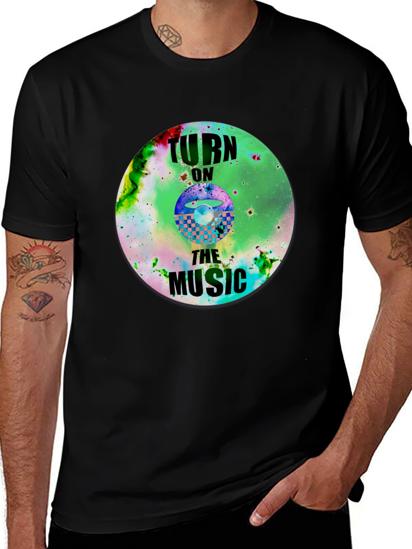 Turn On The Music Graphic T-Shirt