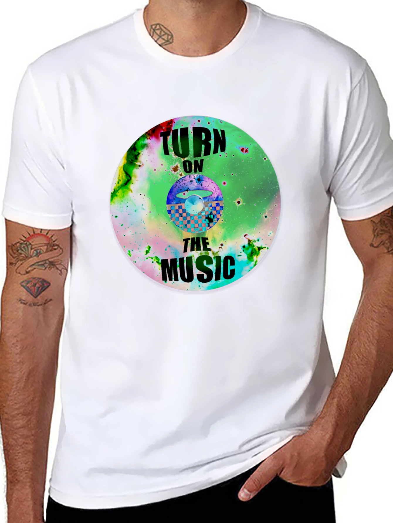 Turn On The Music Graphic T-Shirt