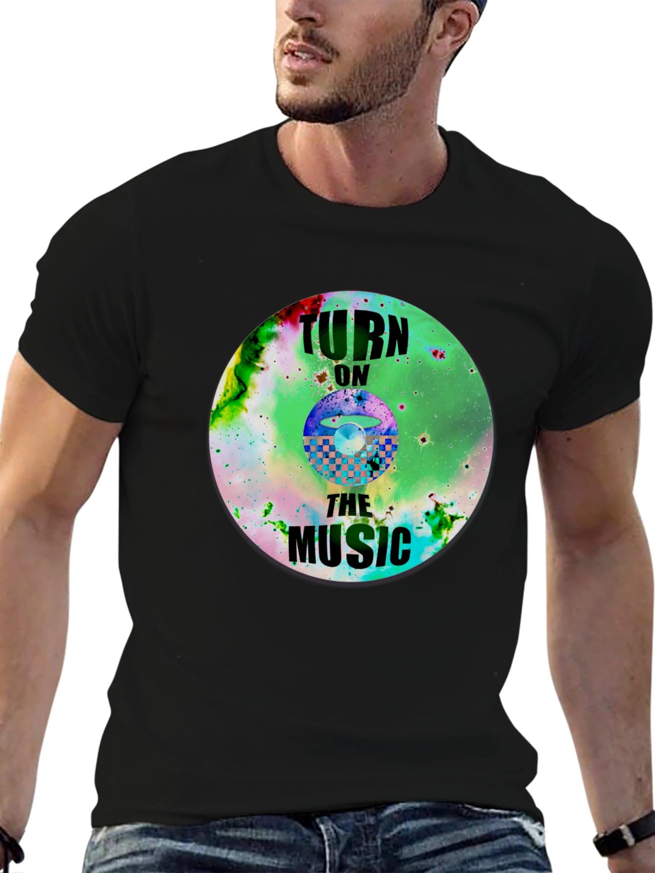 Turn On The Music Graphic T-Shirt