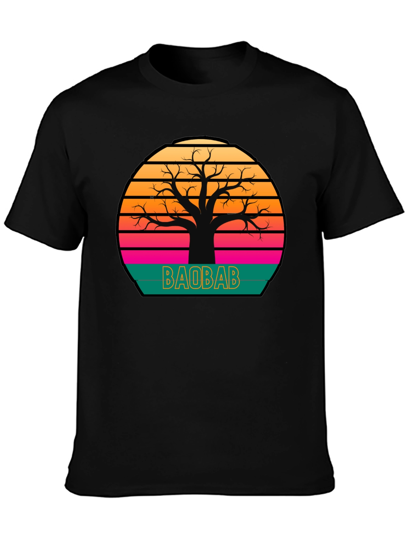 Baobab Tree Sunset Graphic Tee - Retro Style
