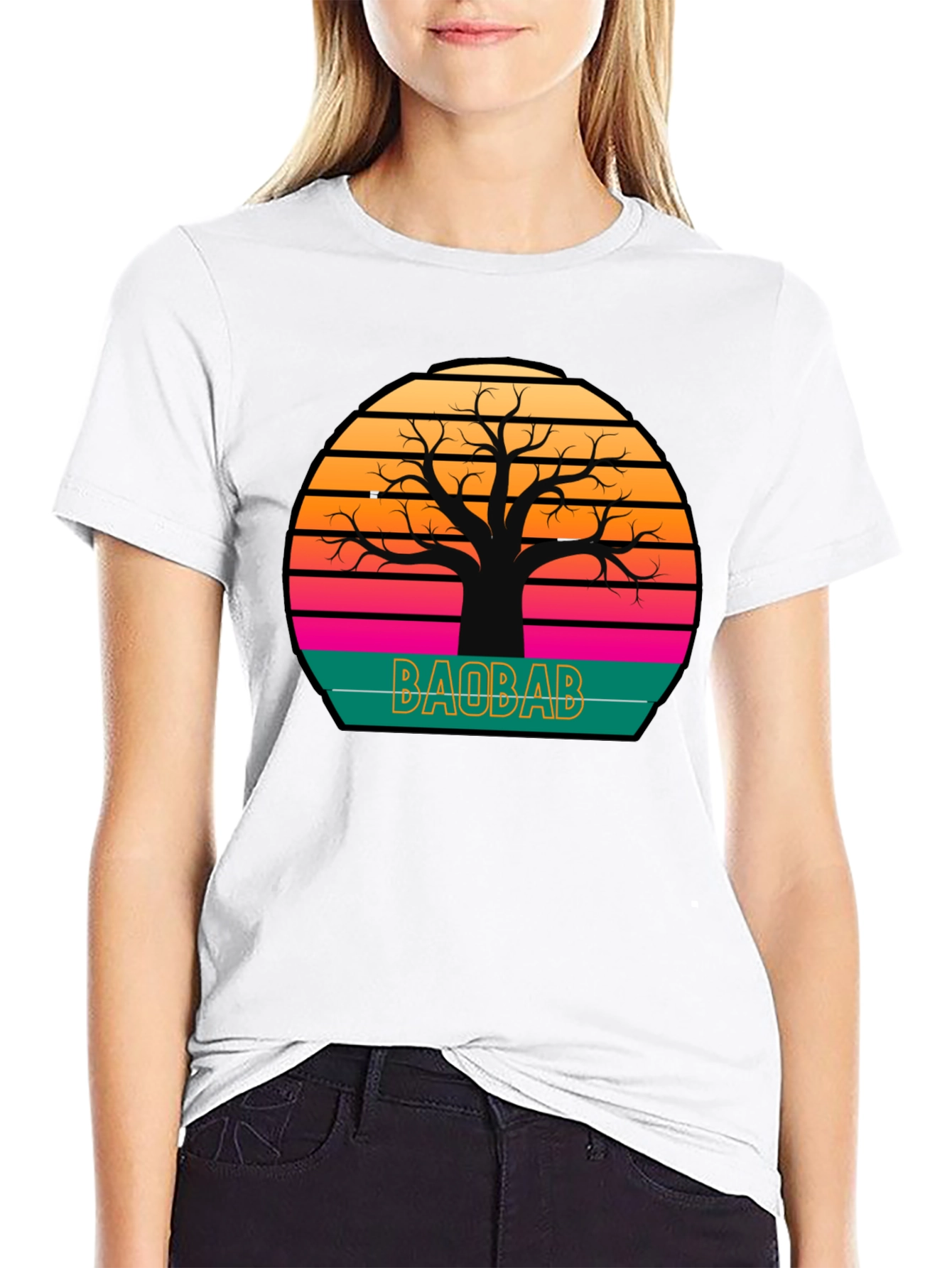 Baobab Tree Sunset Graphic Tee - Retro Style