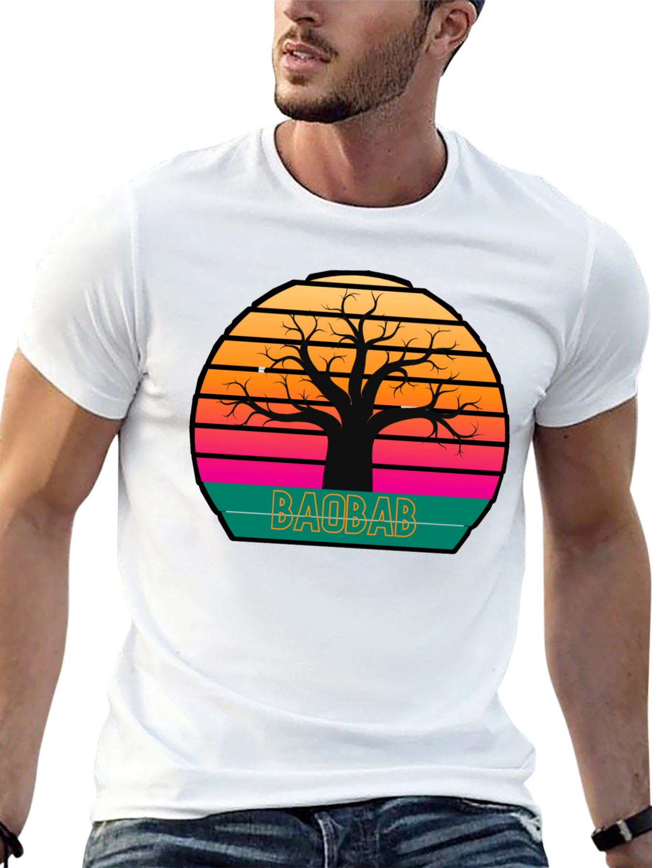 Baobab Tree Sunset Graphic Tee - Retro Style