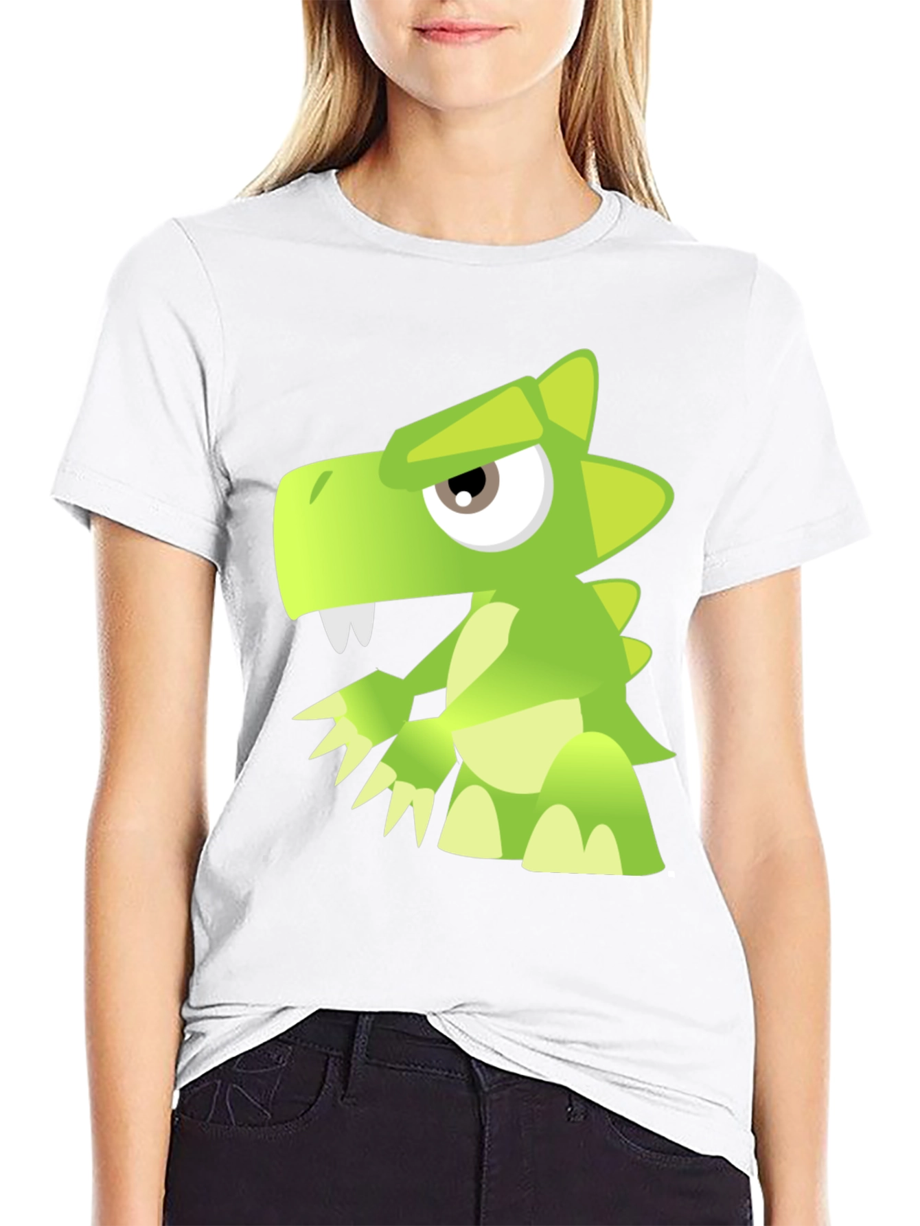 Cool Cartoon Dinosaur Graphic Print Black T-Shirt