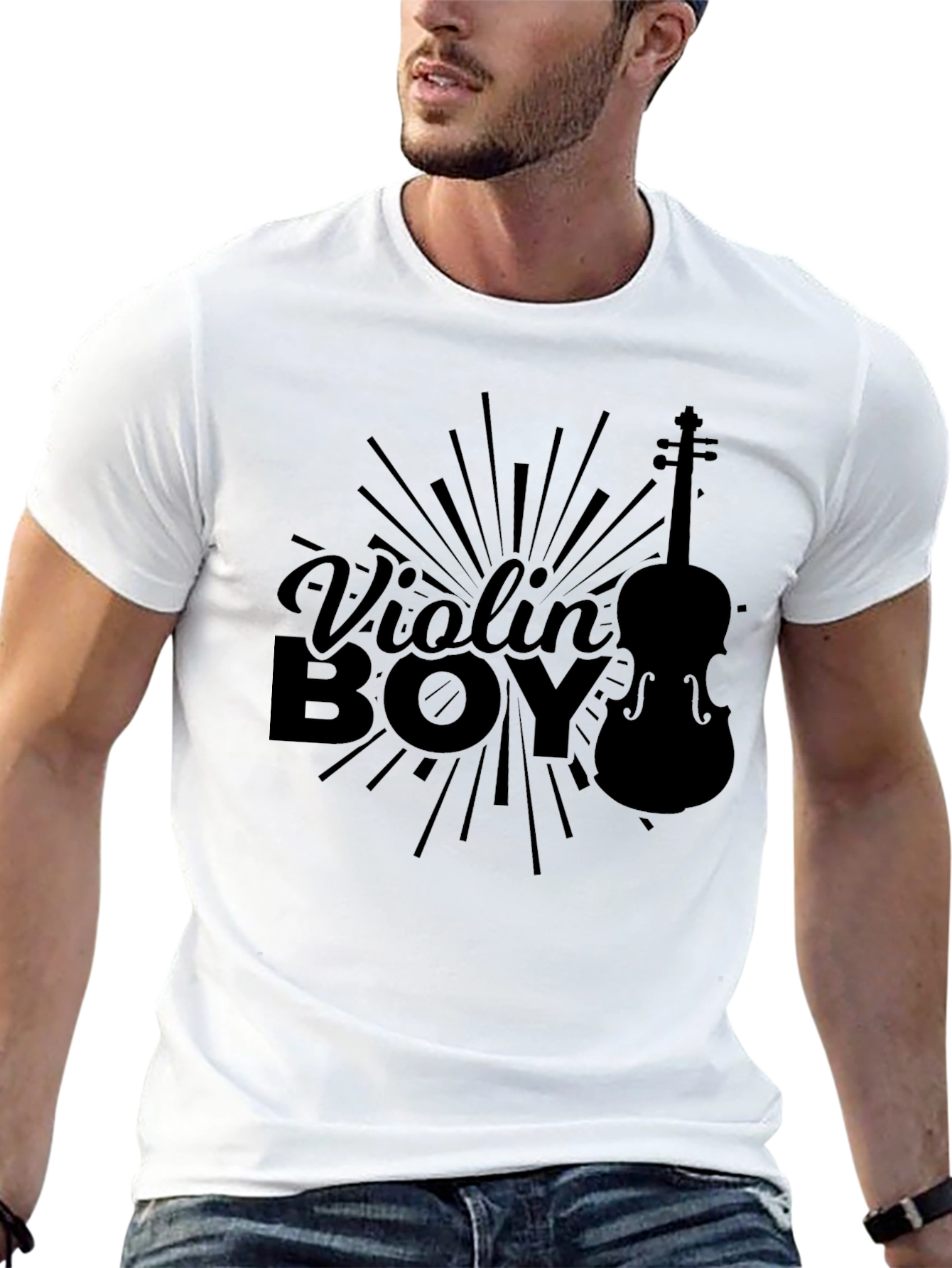 Violin Boy Graphic T-Shirt - Black