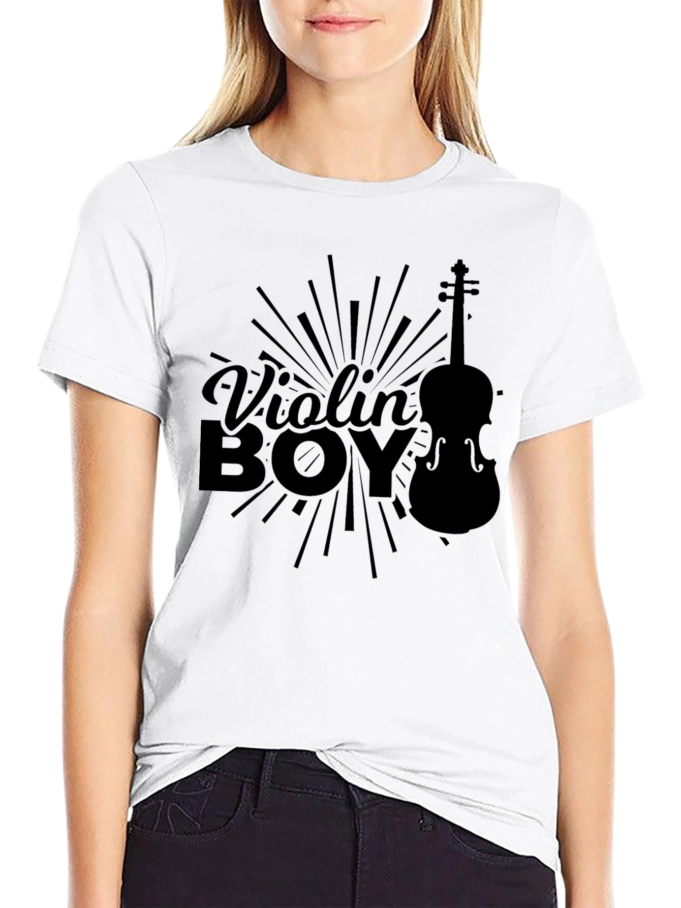 Violin Boy Graphic T-Shirt - Black