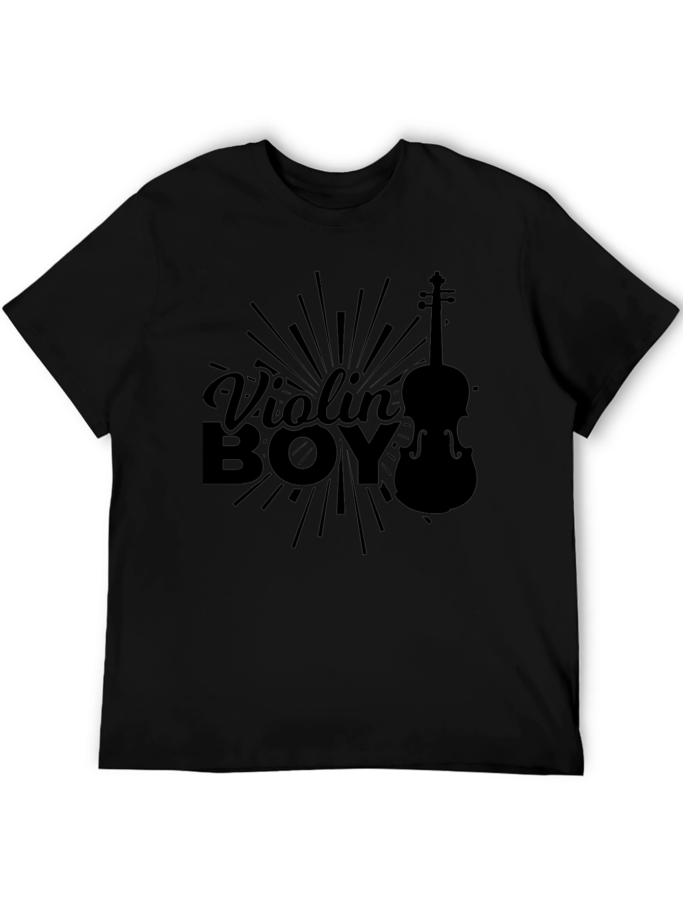 Violin Boy Graphic T-Shirt - Black