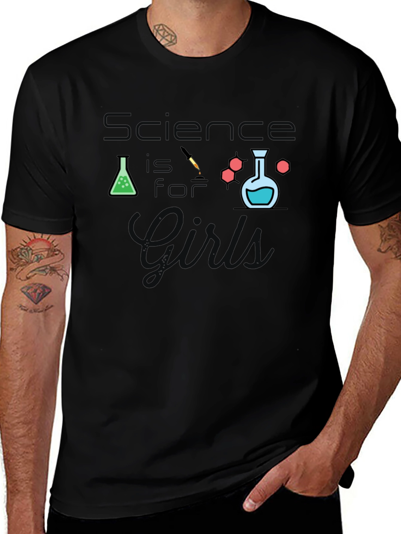 Science is For Girls Black T-Shirt