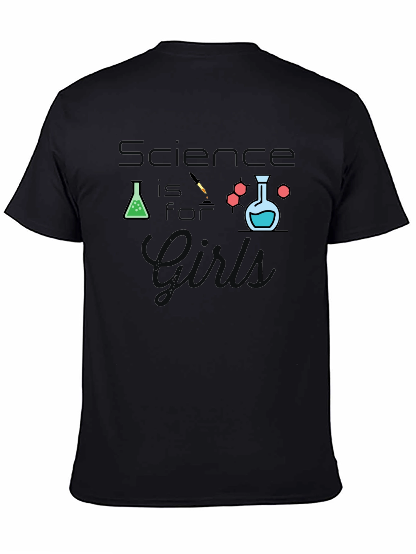 Science is For Girls Black T-Shirt